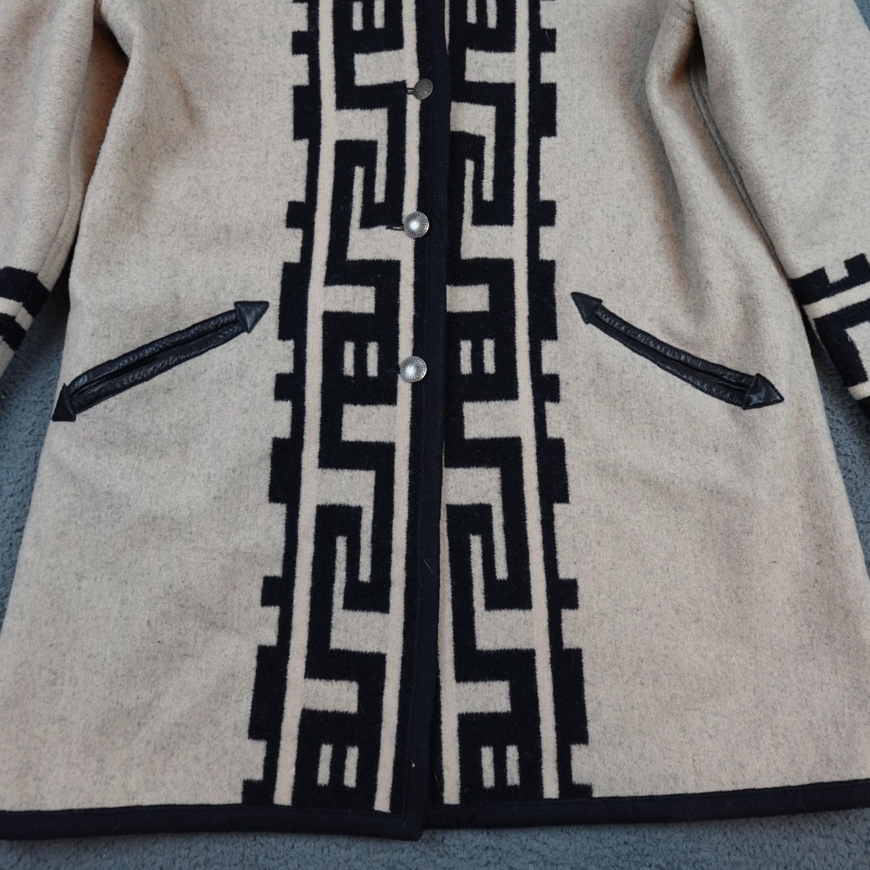 Native Native Santa Fe Coat Mens Medium Beige Wool Tribal Western Patterned Size US M / EU 48-50 / 2 - 4 Thumbnail