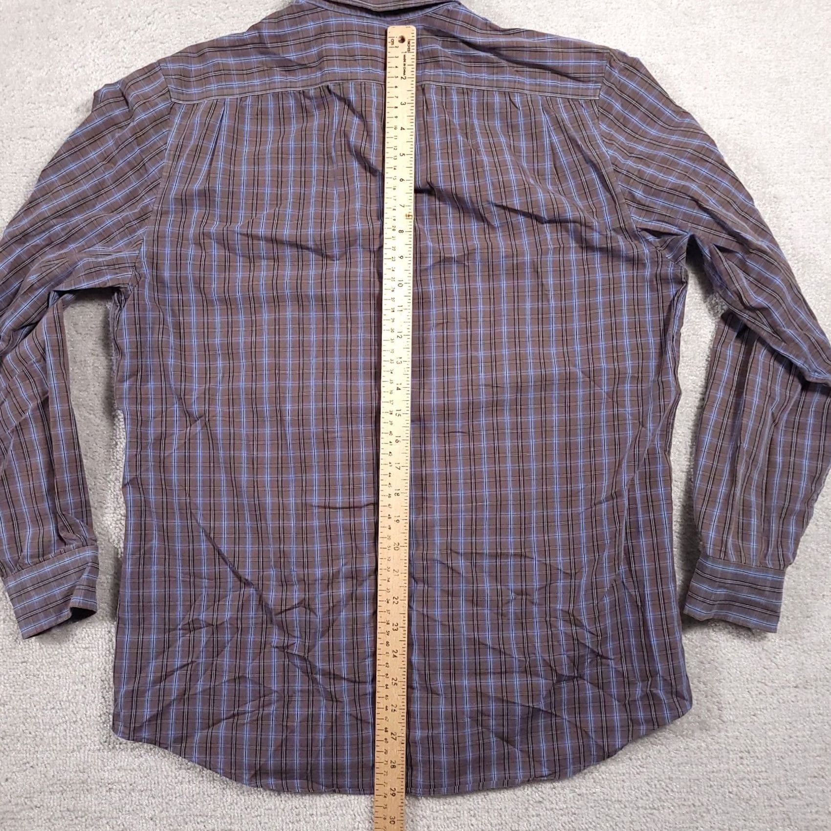 Gap Gap Button Up Shirt Mens Large 16-16.5 Brown Blue Check Long Sleeve Non-Iron Pocket Casual Workwear Shirt Size US L / EU 52-54 / 3 - 7 Thumbnail