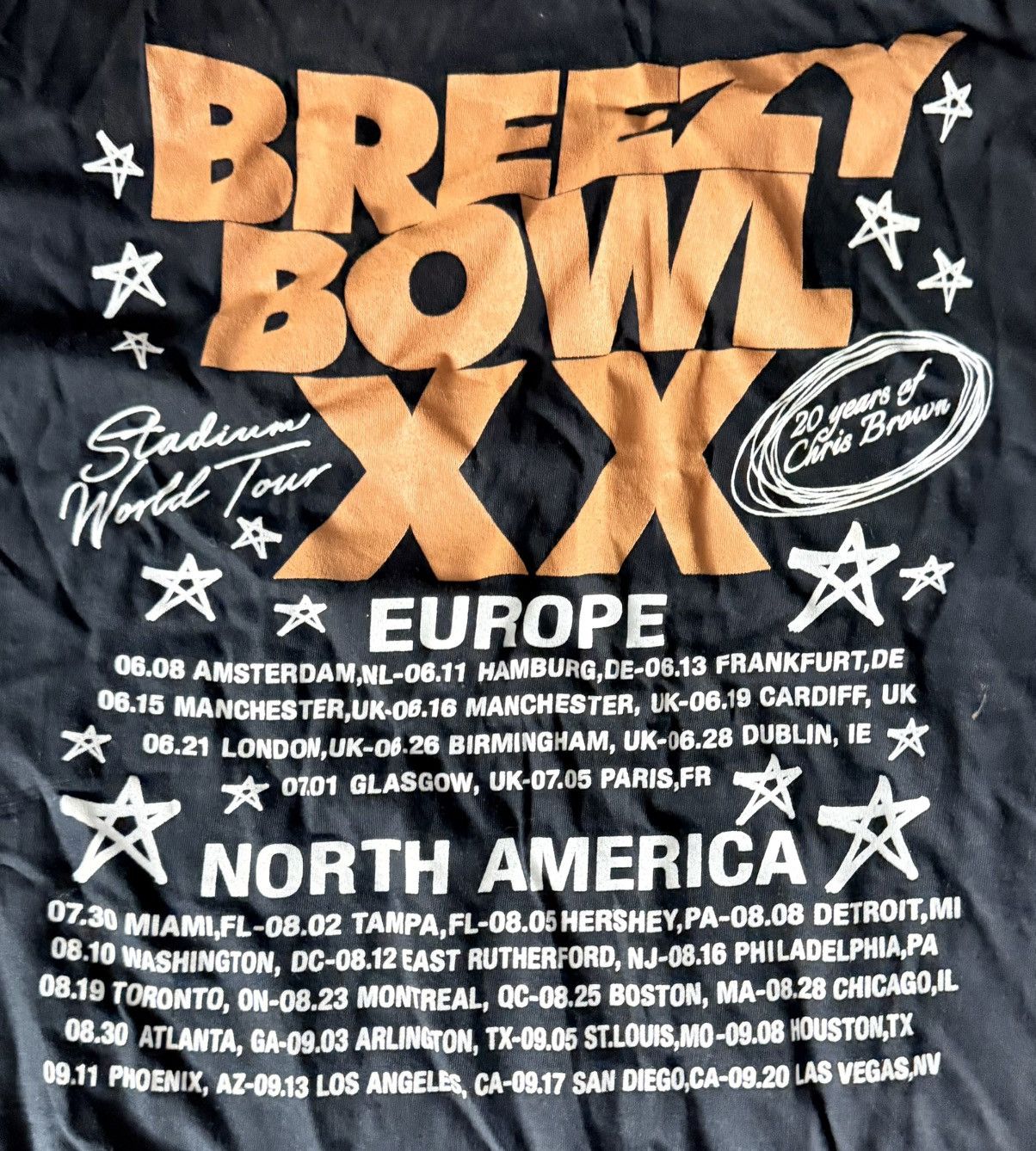 Gildan Chris Brown Breezy Bowl XX Tour Graphic Unisex Black T Shirt Size US L / EU 52-54 / 3 - 5 Thumbnail