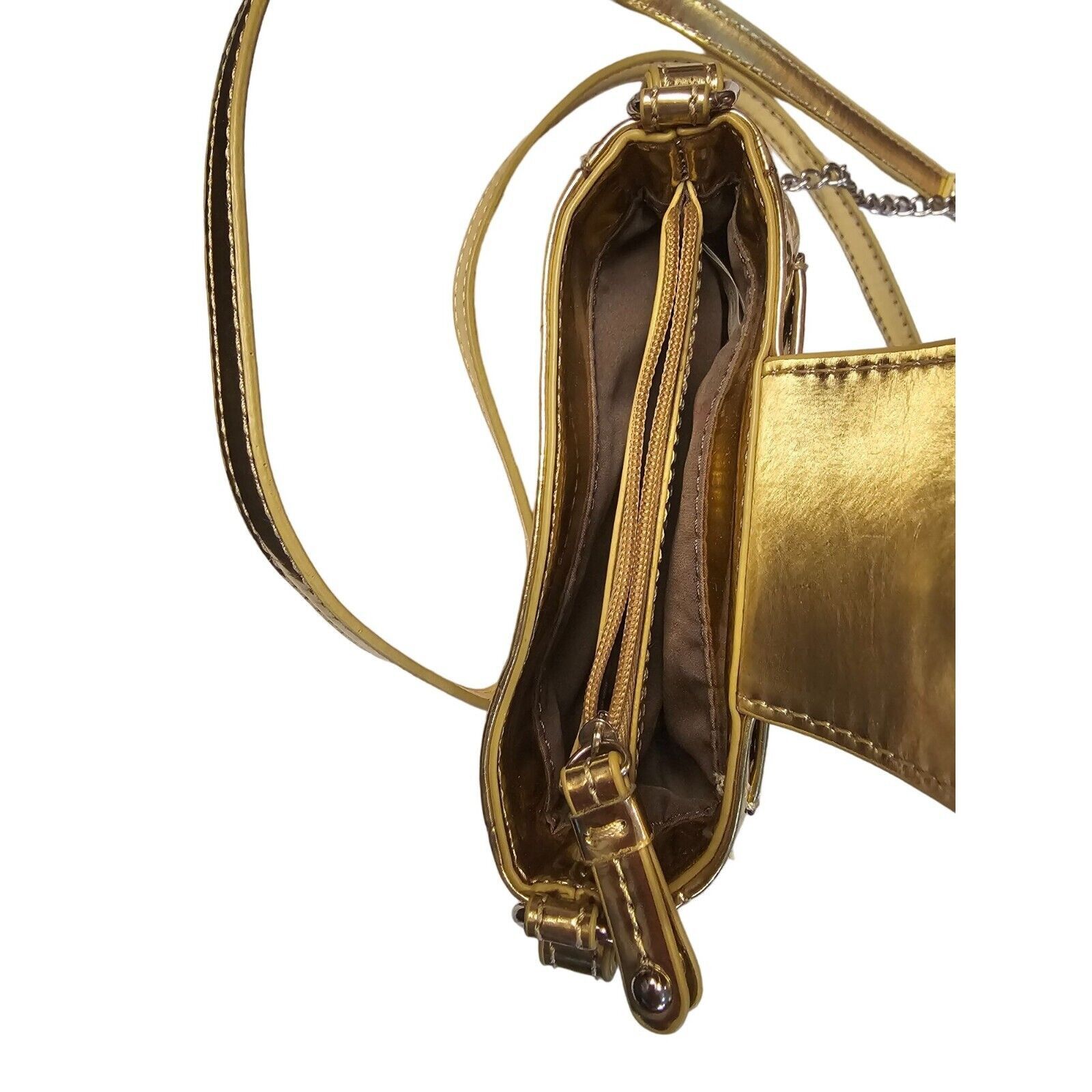 Nine West Nine West Metallic Gold Crossbody/Hand Bag Purse Elegant SM Size ONE SIZE - 3 Thumbnail