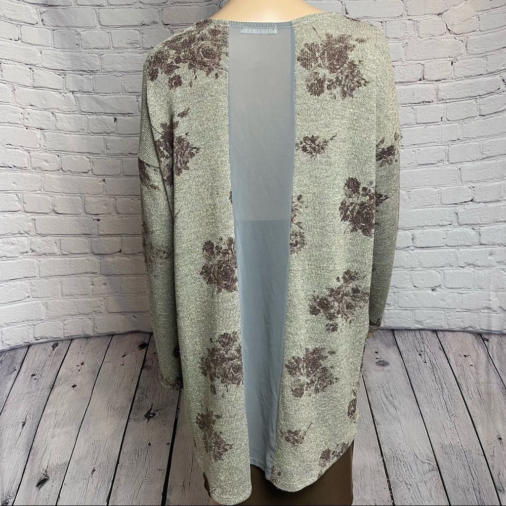 Other Lush Sparkle Floral Sweater Tunic With Back Sheer Panel Siz Size L / US 10 / IT 46 - 4 Thumbnail