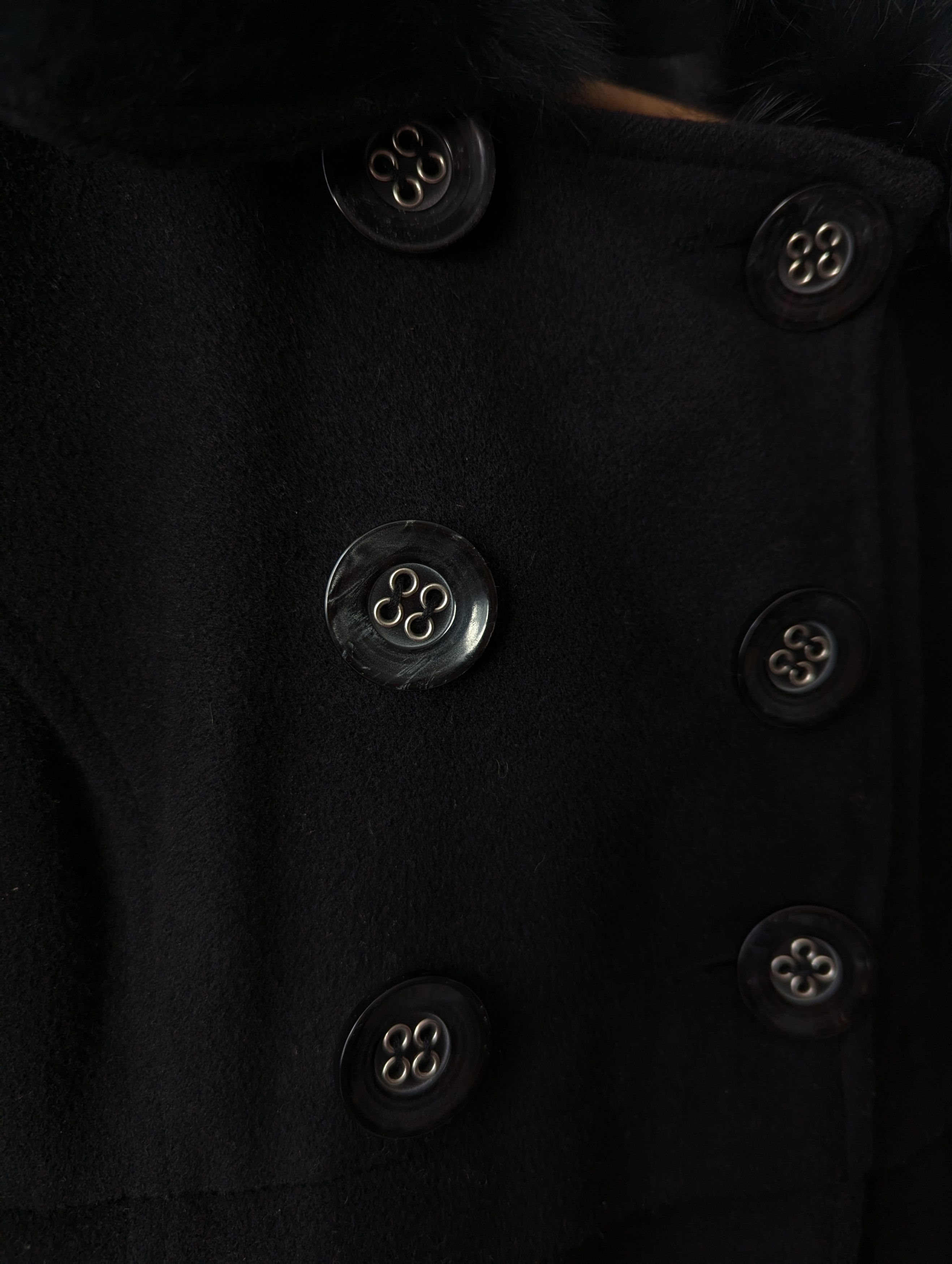 Chloe Chloé Wool Black Coat Detachable Fur Collar Size XS / US 0-2 / IT 36-38 - 2 Thumbnail