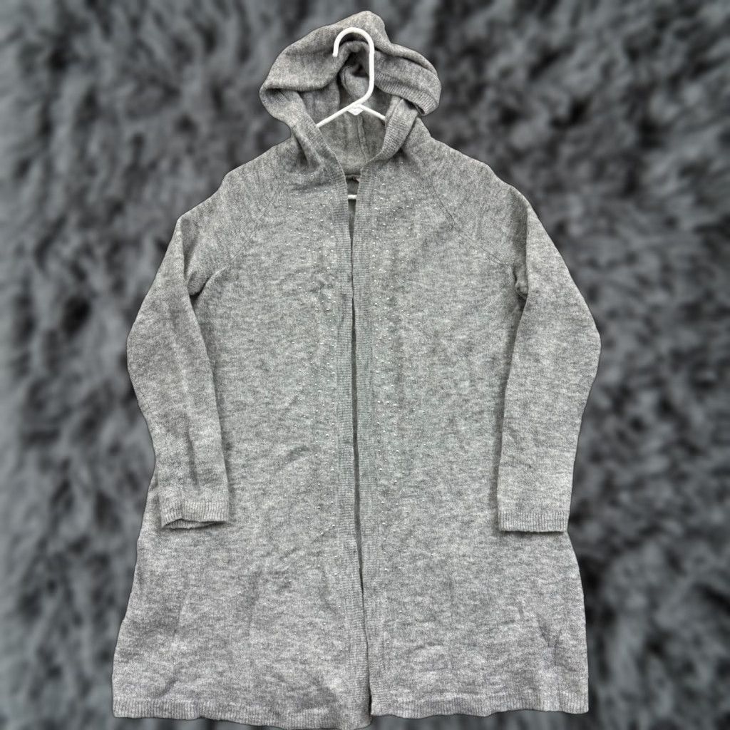 Juicy Couture Juicy Couture Open Sweater Cardigan Hoodie Women XL Gray Long Sleeve Lightweight Knit Zip Crew Neck"} Size XL / US 12-14 / IT 48-50 - 1 Thumbnail