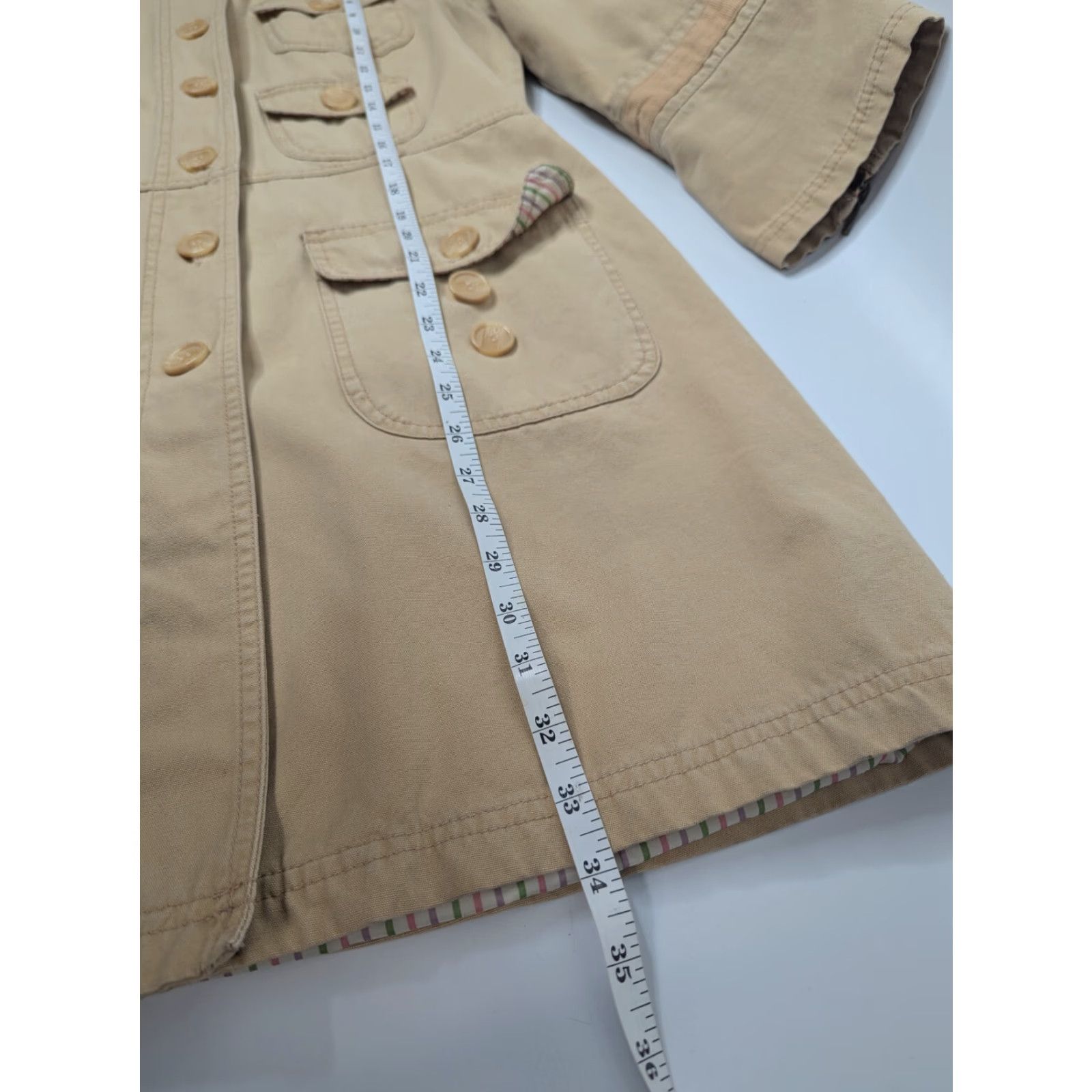 Vintage VINTAGE Anthropologie Tulle Womens Mid Length Chore Lined Coat Size XL Khaki Button Barn Size XL / US 12-14 / IT 48-50 - 4 Thumbnail