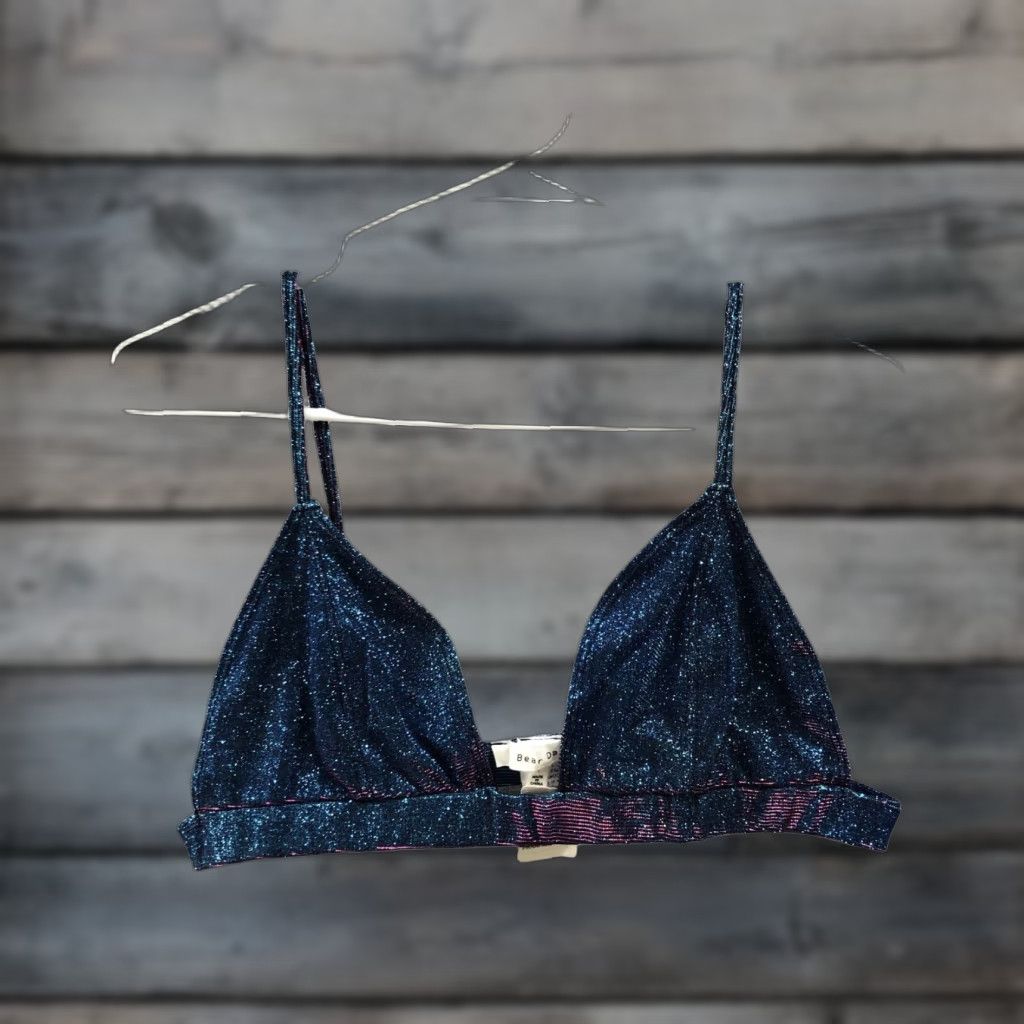 Triangl Bear Dance Bralette Bra Top Womens L Blue Metallic Triangle Lightly Lined Size L / US 10 / IT 46 - 1 Thumbnail