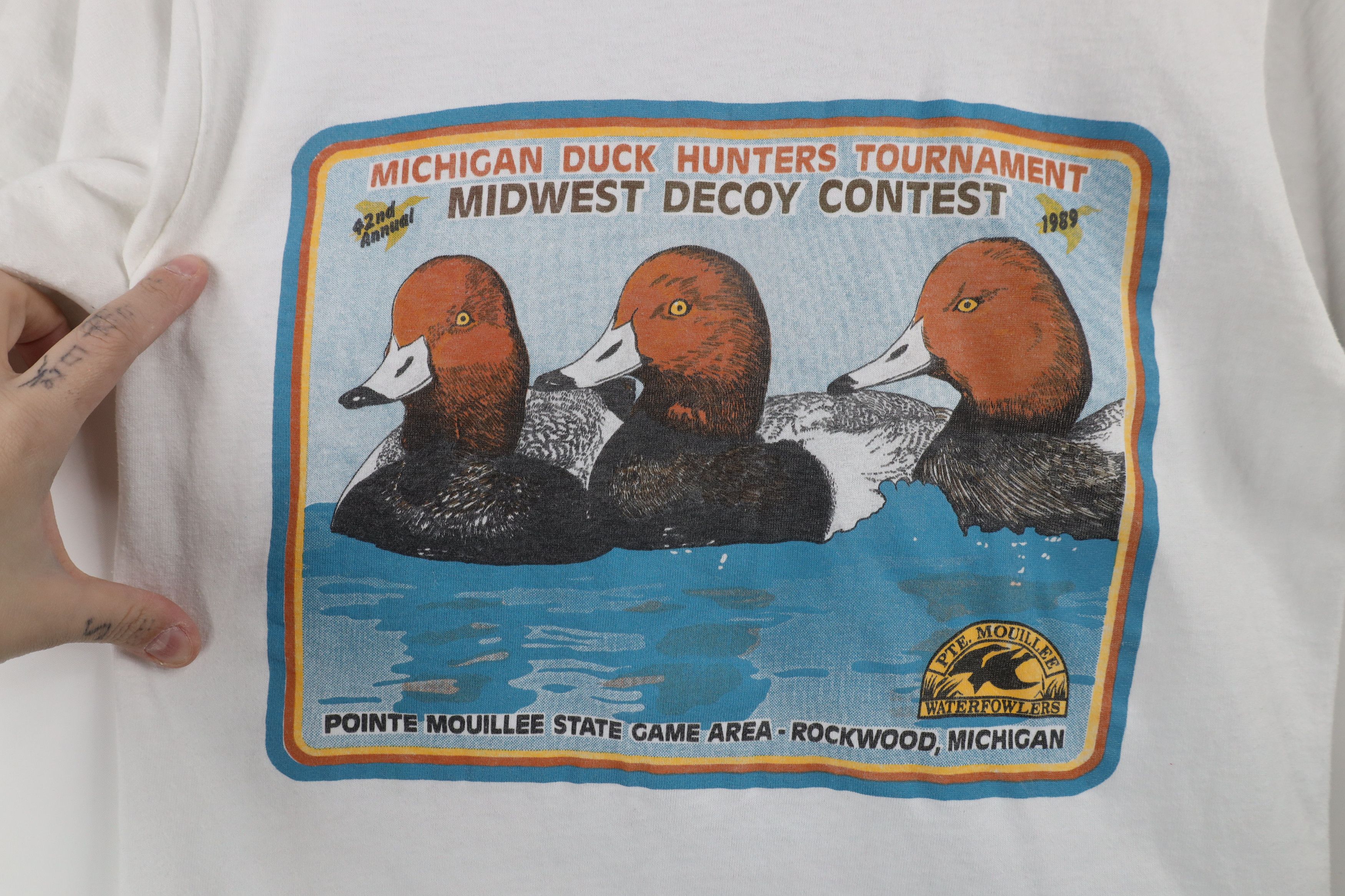 Vintage Vintage 80s 1989 Michigan Contest PTE Mouillee T-Shirt USA Size US S / EU 44-46 / 1 - 4 Thumbnail