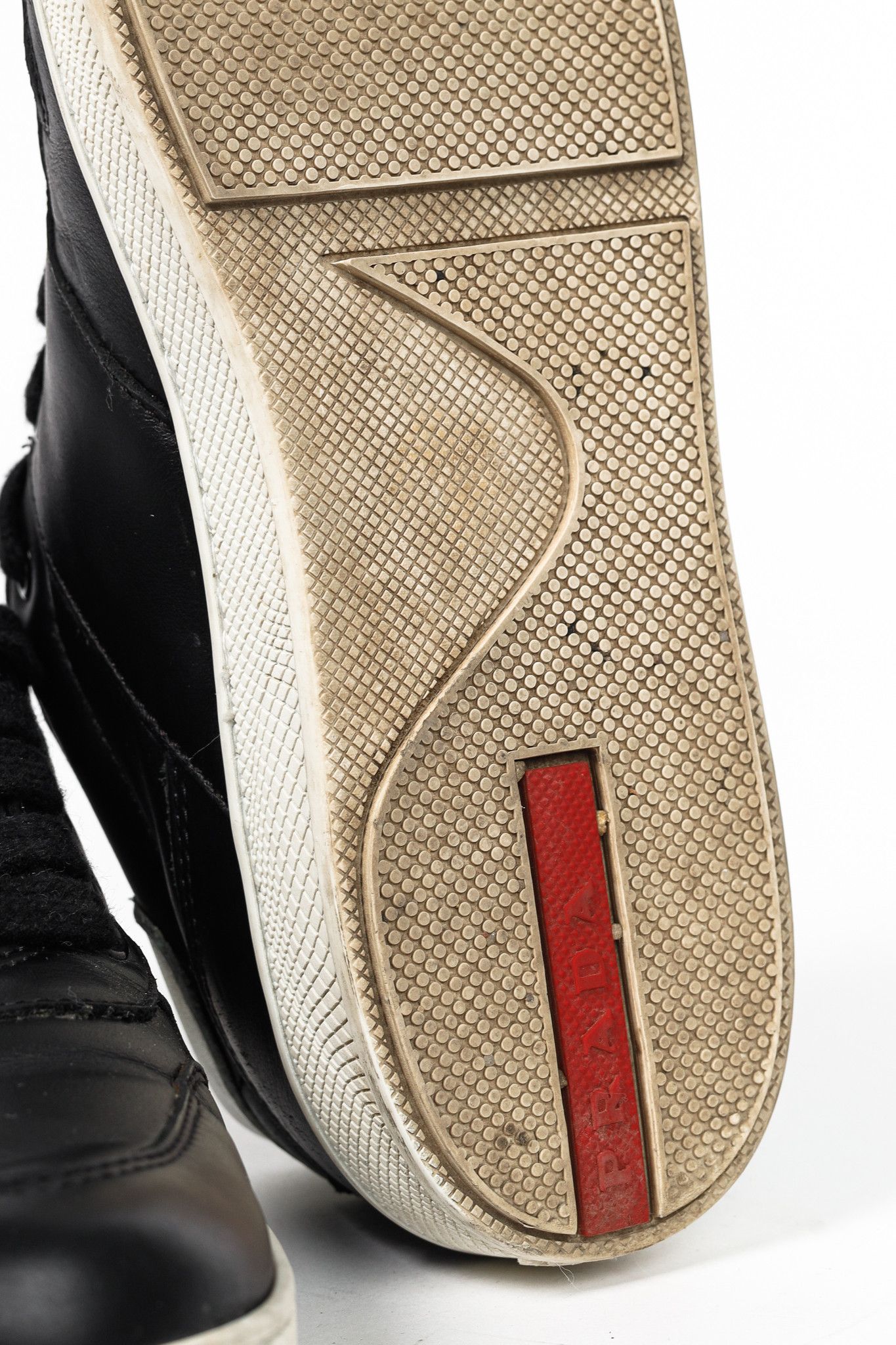 Prada Prada Nero Leather Metallic-Trim Low-Top Sneakers Size US 6.5 / IT 36.5 - 5 Thumbnail