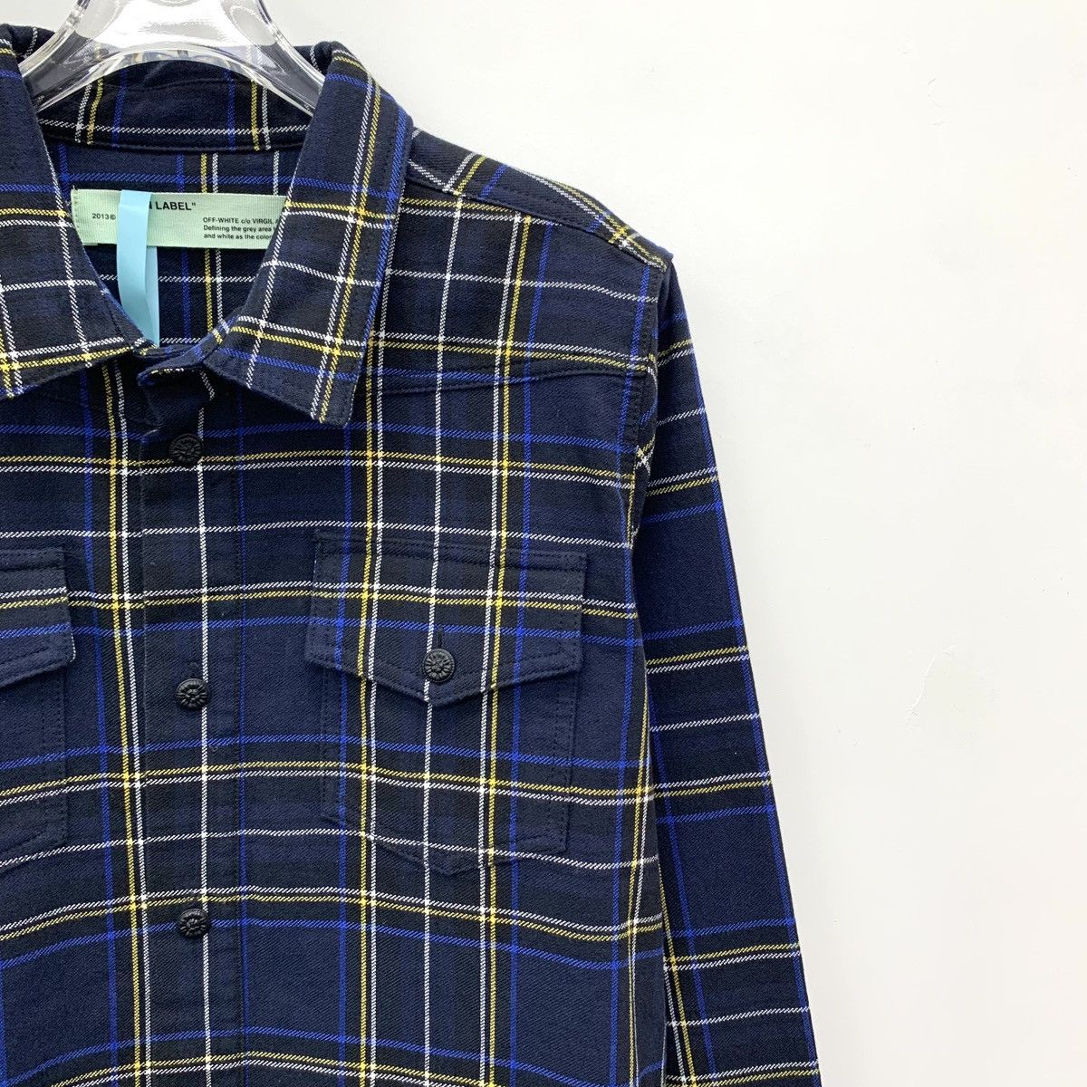 Off-White Off-White Dark Blue Plaid Arrow Long Sleeve Shirt K26WX Size US S / EU 44-46 / 1 - 3 Thumbnail