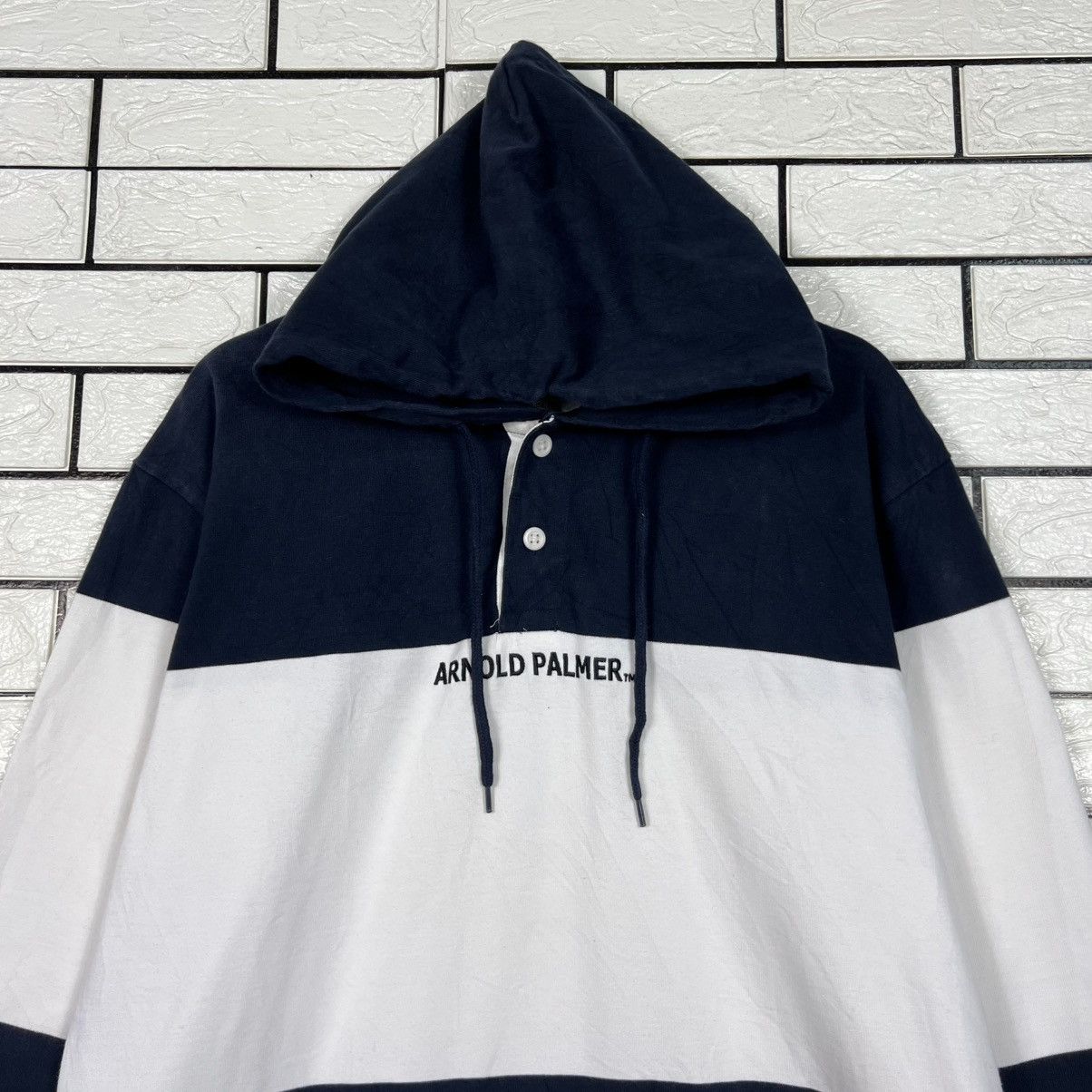 Japanese Brand ARNOLD PALMER Big Logo HalfButton Pullover Hoodie #4257-C194 Size US L / EU 52-54 / 3 - 2 Thumbnail