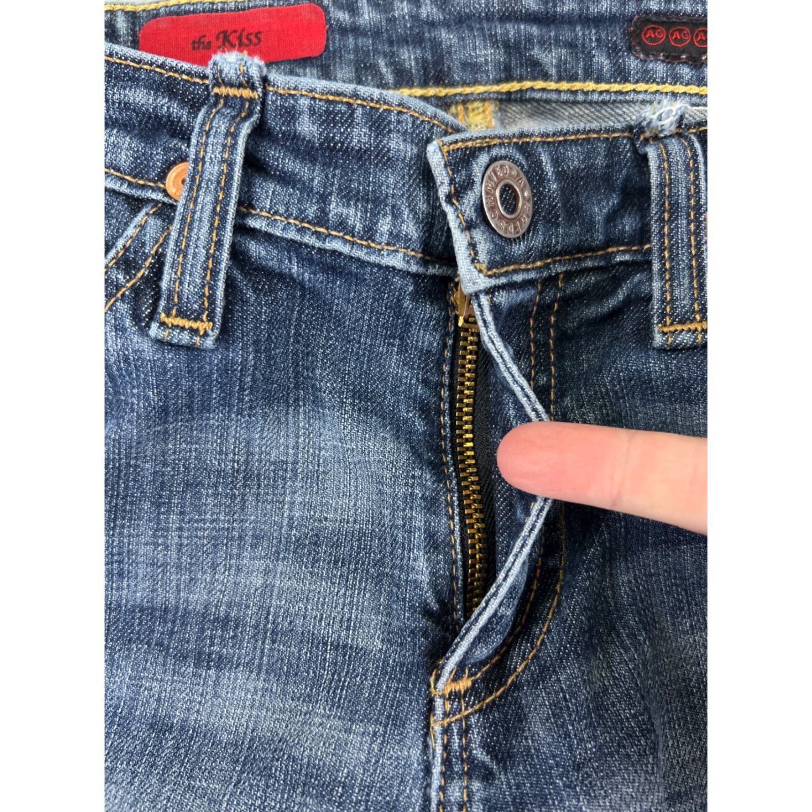 Denime AG Adriano Goldschmied Jeans Womens Bootcut 26 Blue Denim 30in Inseam 5-Pocket Logo Embroidered Size 26" / US 2 / IT 38 - 5 Thumbnail