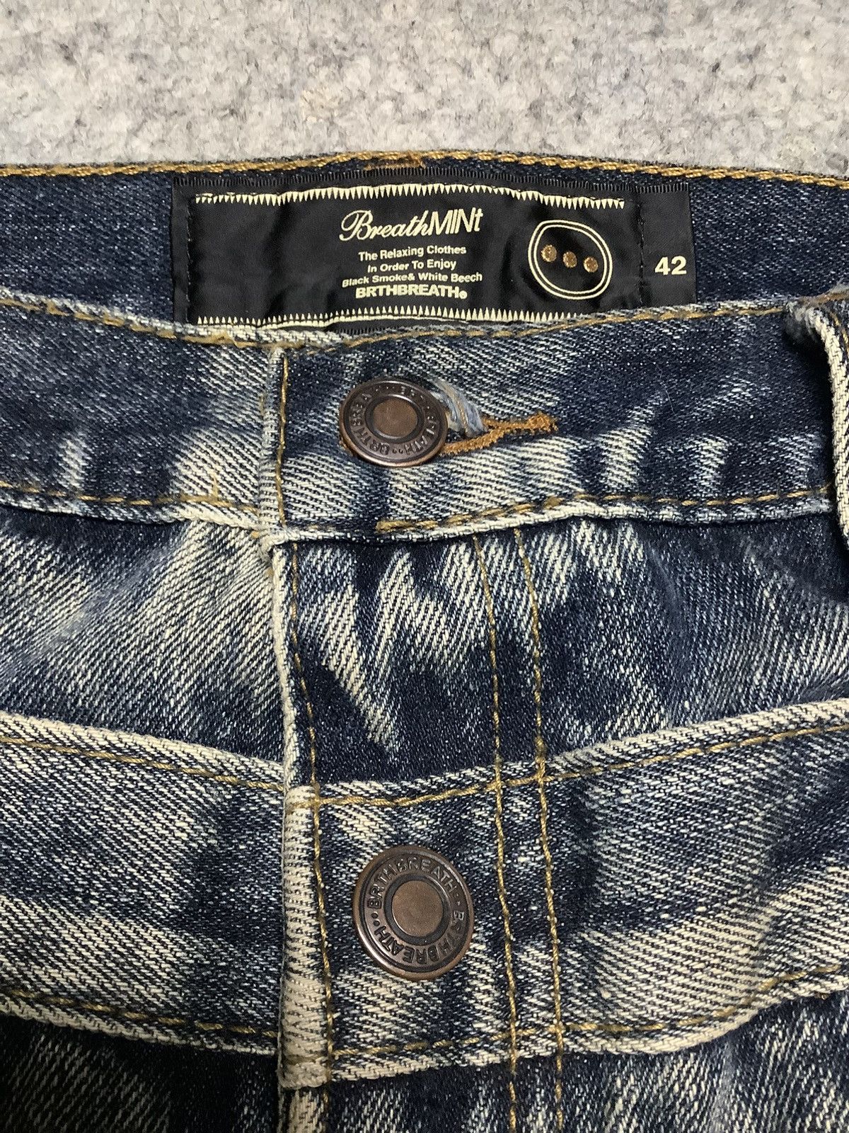 If Six Was Nine × KMRii × PPFM Vintage Y2K Breath Mint Double Waist Spiral Cut Denim Jeans Size US 35 - 4 Thumbnail