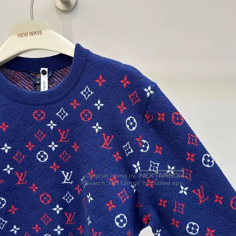 Louis Vuitton Louis Vuitton Blue full logo sweater Size XS / US 0-2 / IT 36-38 - 4 Thumbnail