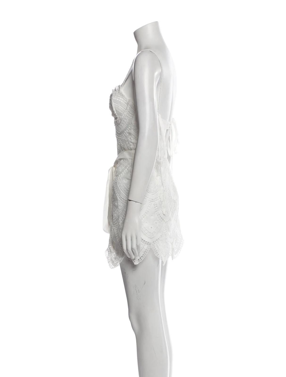 Other For Love & Lemons White V-Neck Mini Dress Size: XS Size XS / US 0-2 / IT 36-38 - 2 Thumbnail
