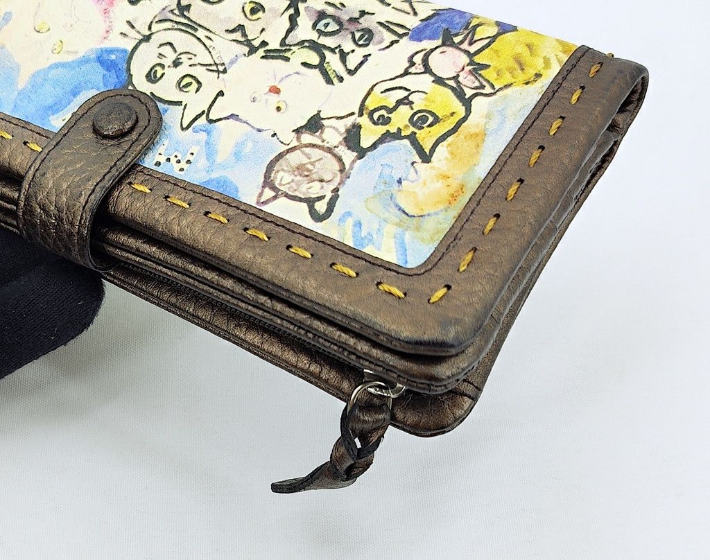 Japanese Brand MANHATTANER'S full leather long wallet cat graphic Size ONE SIZE - 9 Thumbnail