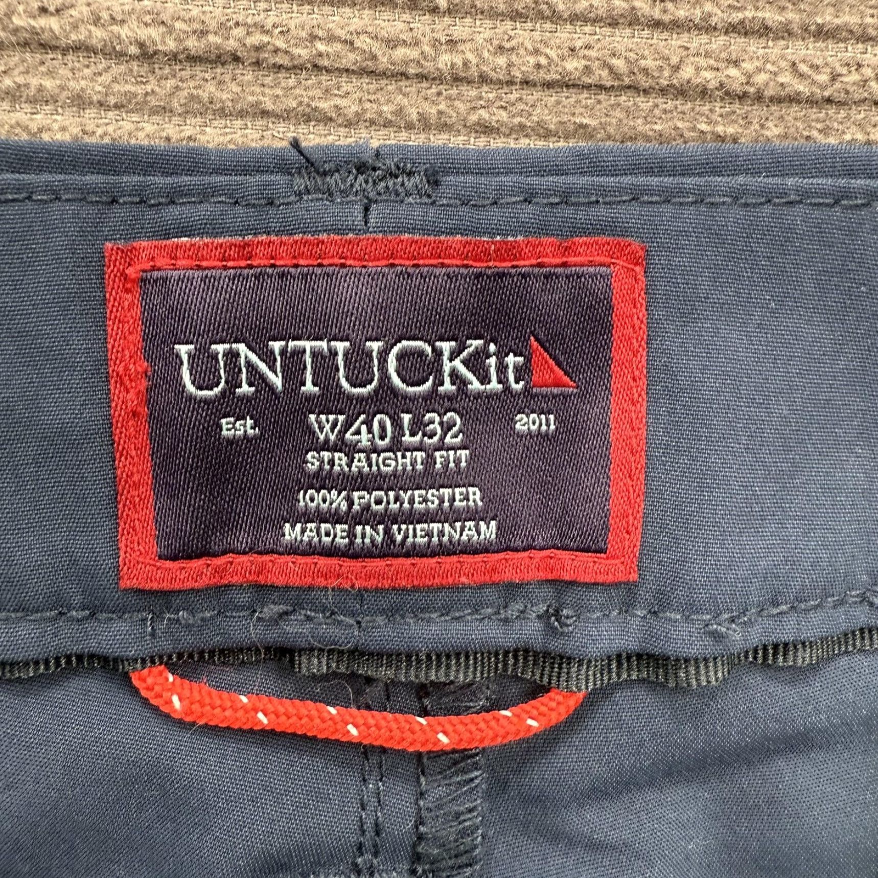 UNTUCKit UNTUCKit Pants Mens 40x32 Straight Fit Dress Casual Polyester Blue Regular Waist 40 Inseam 32 Chino Pocketed Flat Front Zip Mens Size US 40 / EU 56 - 3 Thumbnail