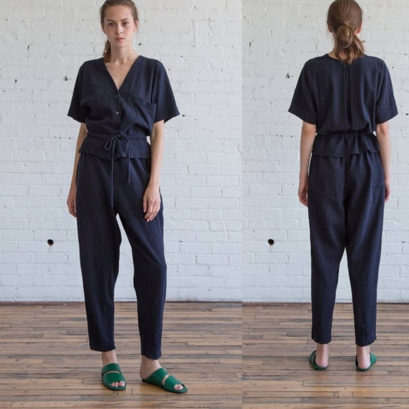 Black Crane S/S Sack Jumper in Navy sz M