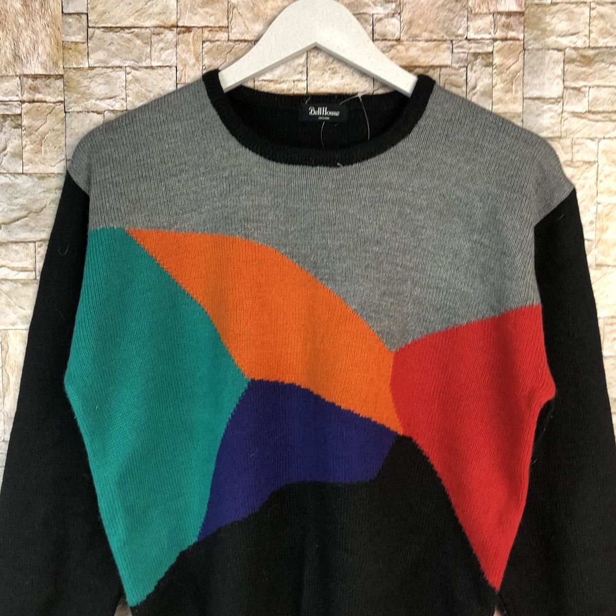 Homespun Knitwear × Japanese Brand Bell House Black art design Knitwear sweatshirt #A855 Size M / US 6-8 / IT 42-44 - 5 Thumbnail