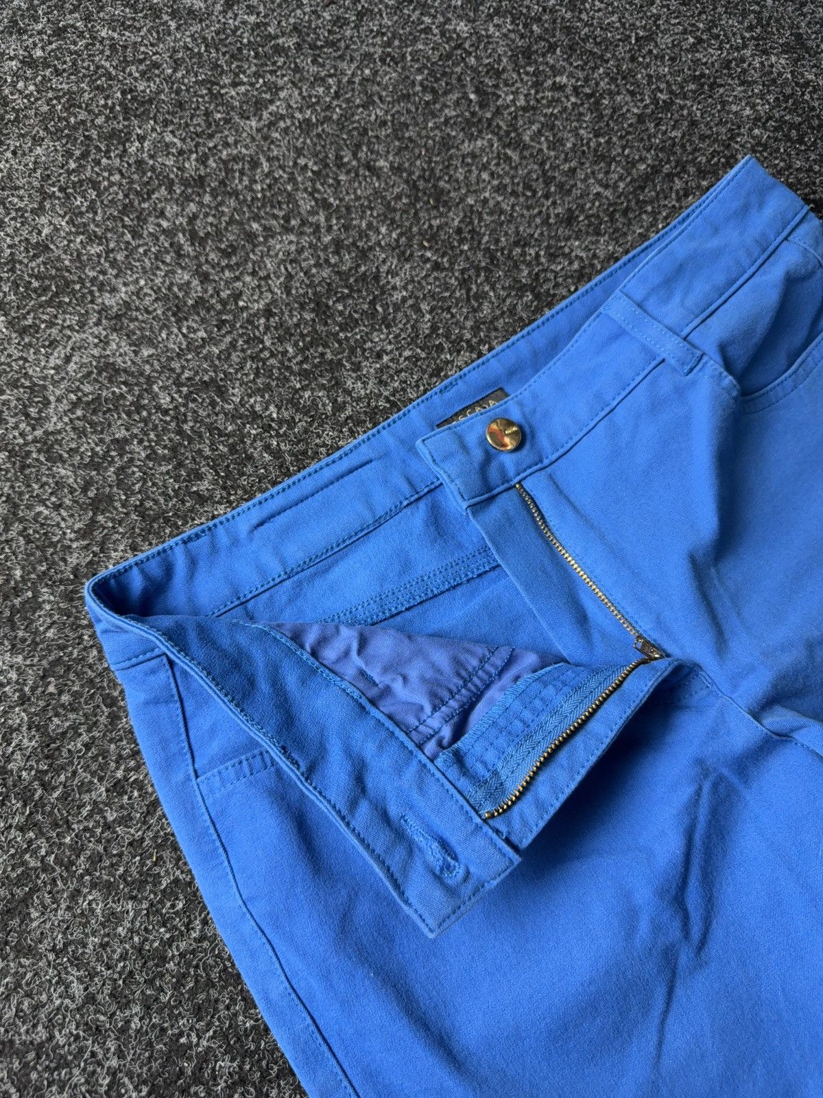 Escada Avant Garde Luxury Designer Escada gold logo Blue pants Size 31" - 8 Thumbnail