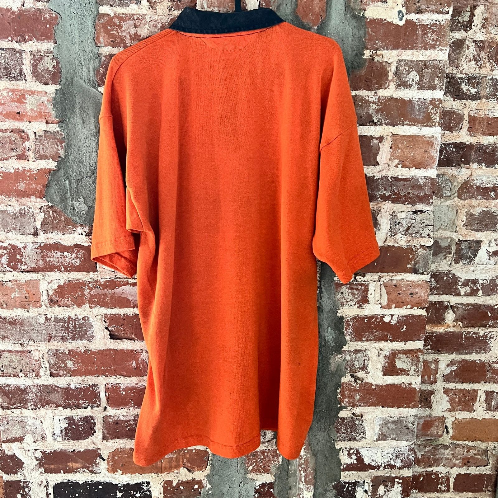 Vintage VTG Made USA Halbro Orange Black Rugby Shirt Size 44 21x28.5 Size US M / EU 48-50 / 2 - 5 Thumbnail