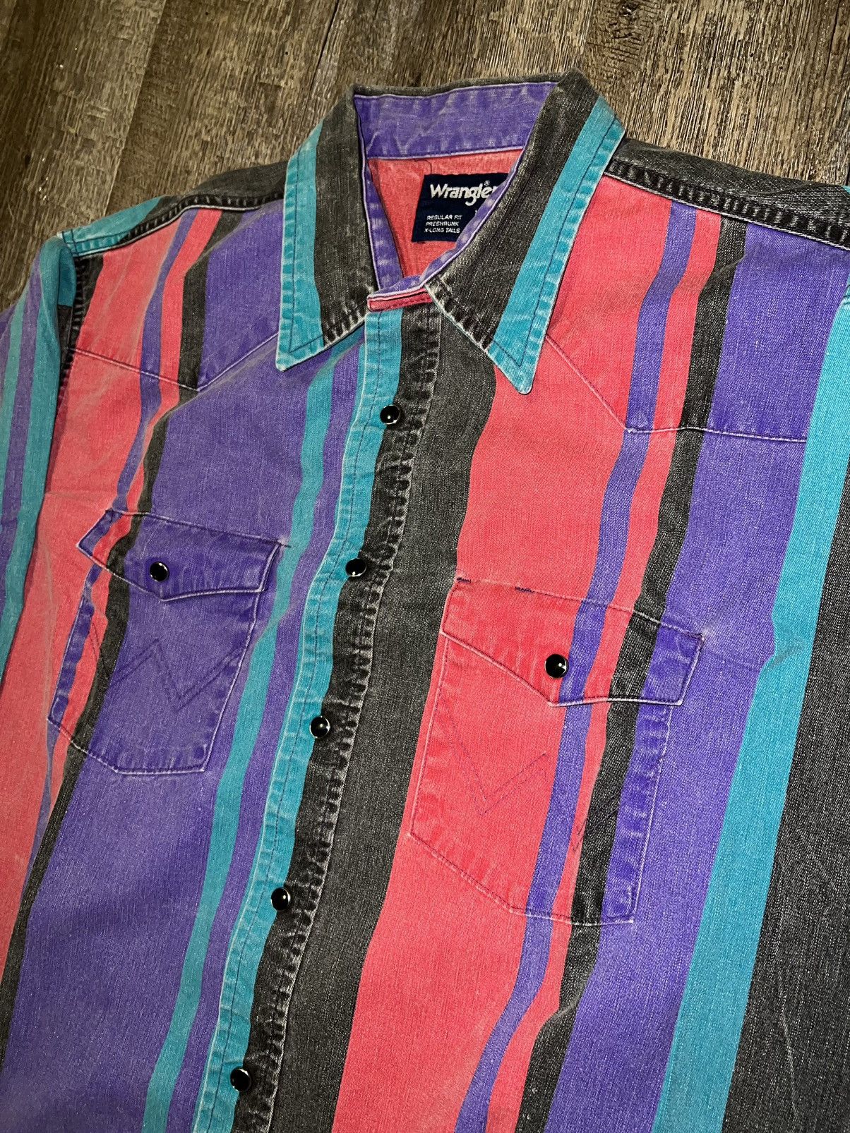 Vintage × Wrangler Vintage Wrangler Brushpopper Western Red Teal Purple Shirt Size US XL / EU 56 / 4 - 2 Thumbnail
