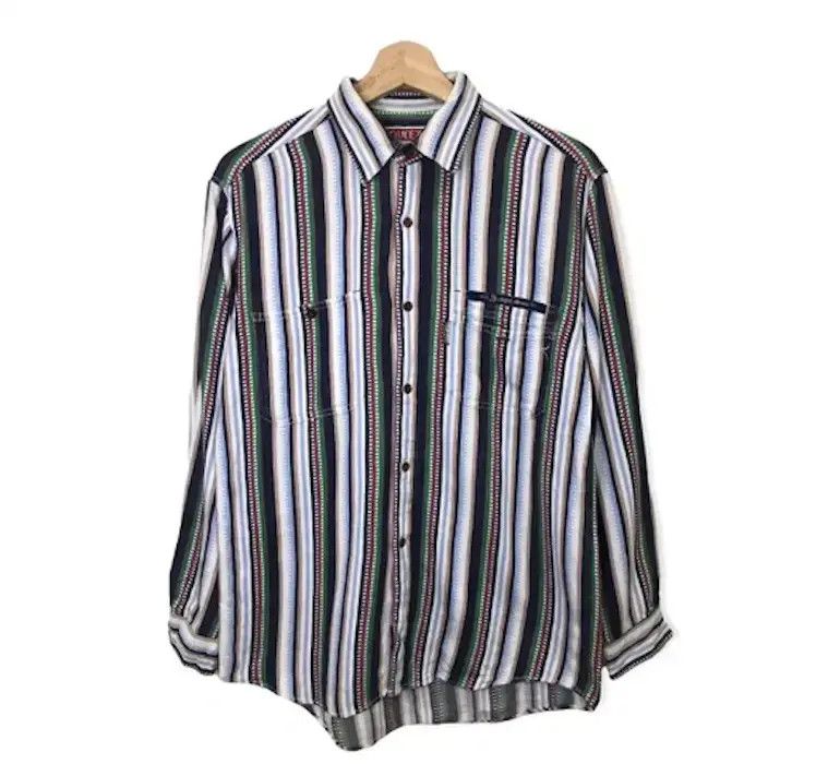 Flannel × Vintage Squeeze Jeans Stripe Design Multicolour style Flannel Shirt Size ONE SIZE - 1 Thumbnail