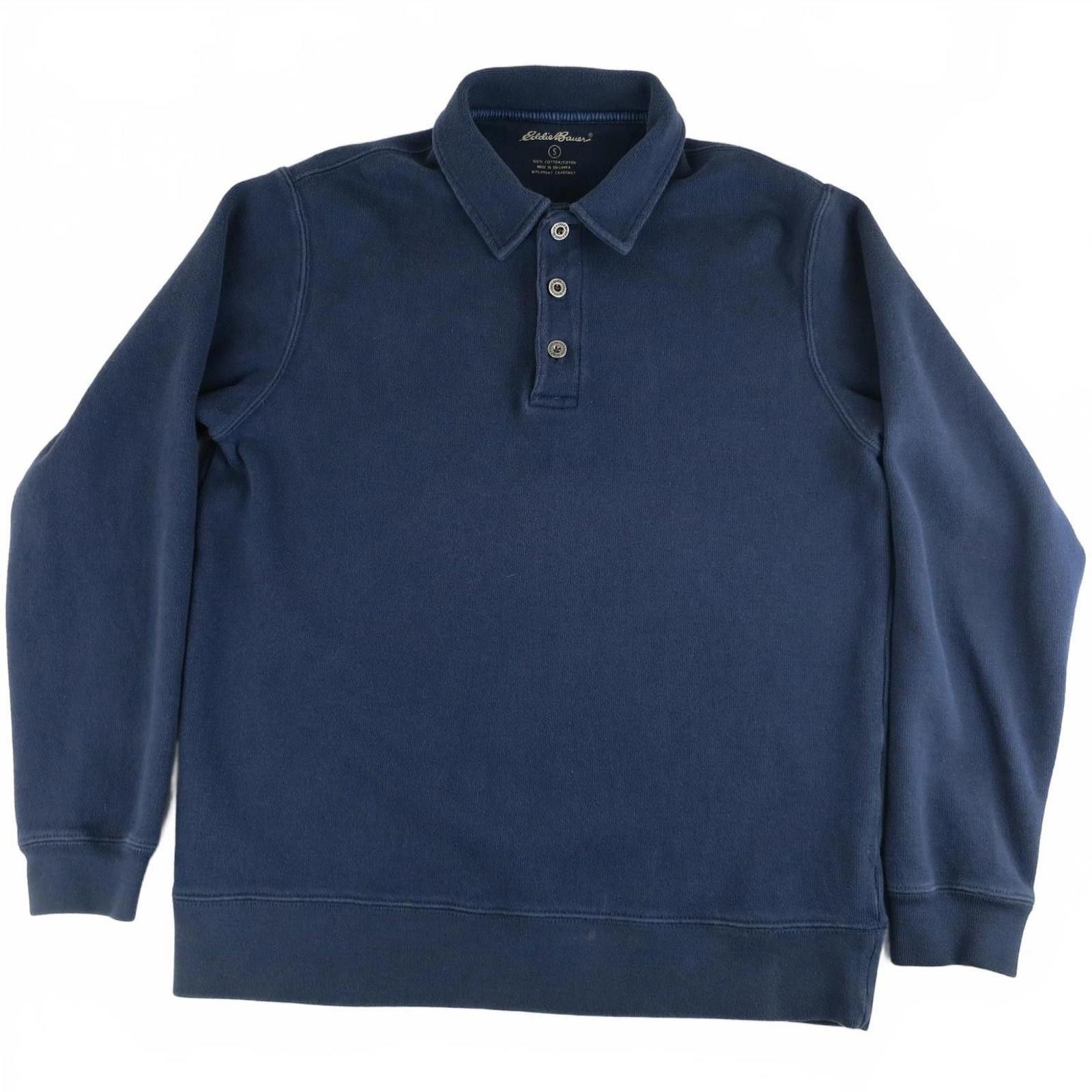 Eddie Bauer Eddie Bauer Navy Blue Long Sleeve Fleece Polo Shirt Men's S Size US S / EU 44-46 / 1 - 1 Thumbnail