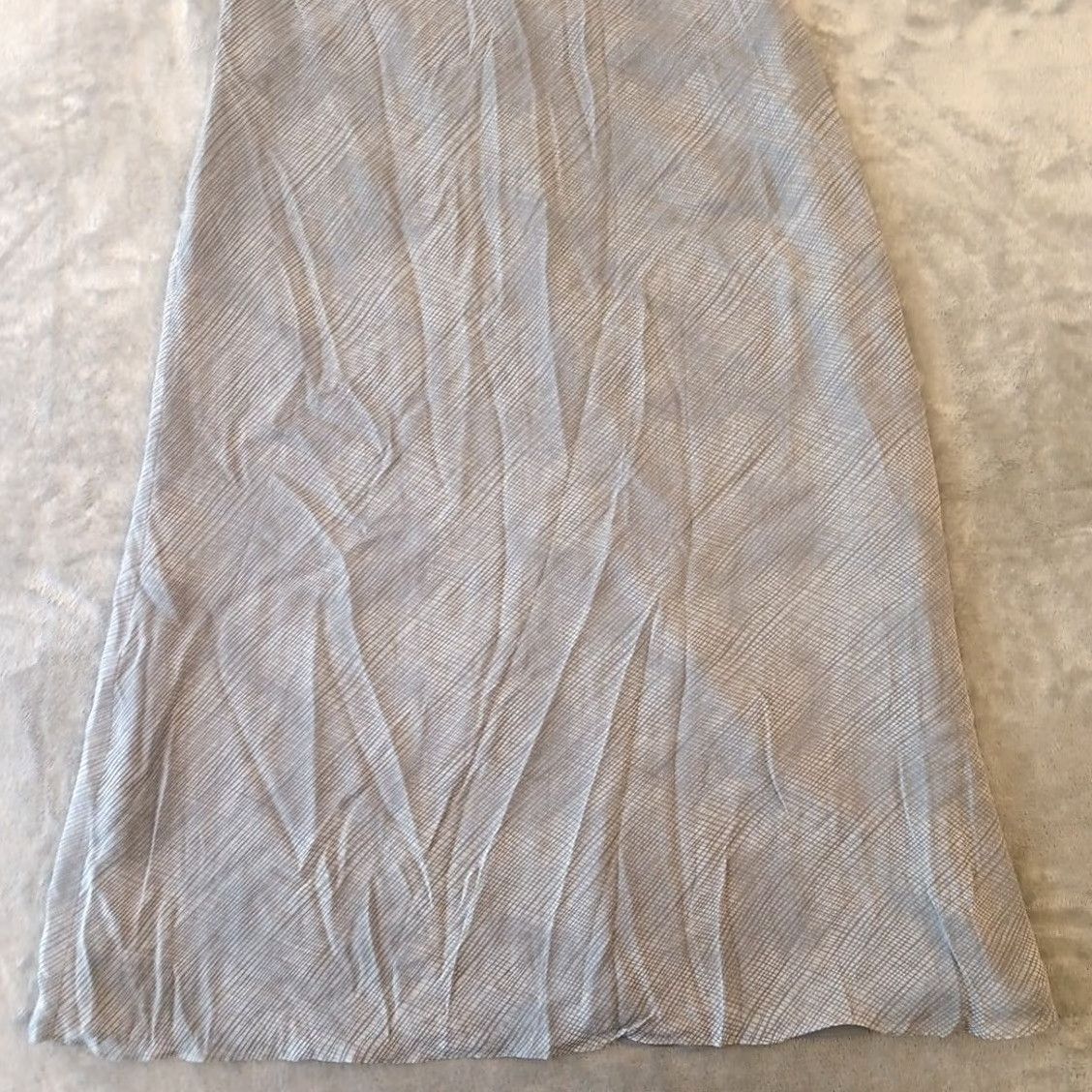 Vintage Chelsea Cambell Maxi Dress Long Gray Silk Lined 12 Geometric Short Sleeve Round Neck Zip Women Size 34" / US 12 / IT 48 - 4 Thumbnail
