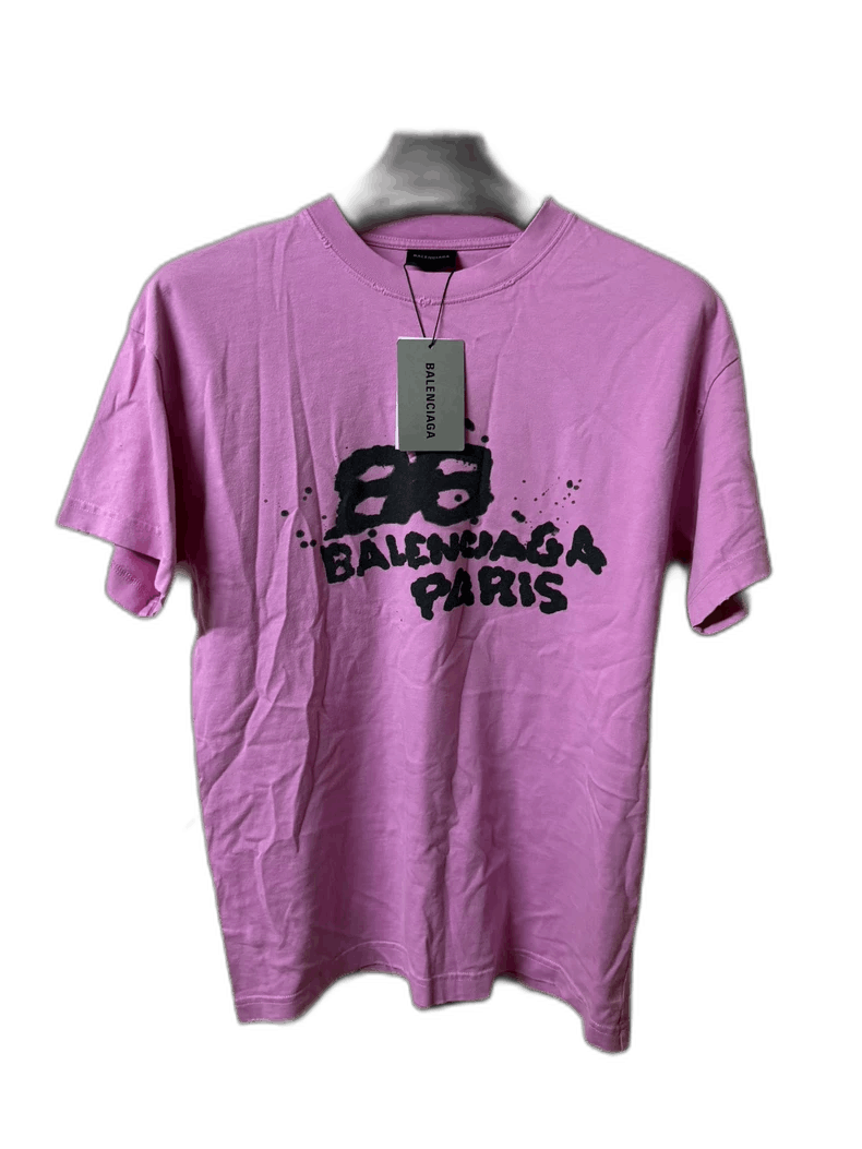 Balenciaga Balenciaga Pink Graffiti Logo Short Sleeve T-Shirt Size US S / EU 44-46 / 1 - 1 Thumbnail