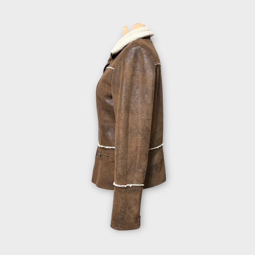Prana PrAna Esme Faux Leather Sherpa Lined Jacket S Brown Beige Sh Size S / US 4 / IT 40 - 4 Thumbnail