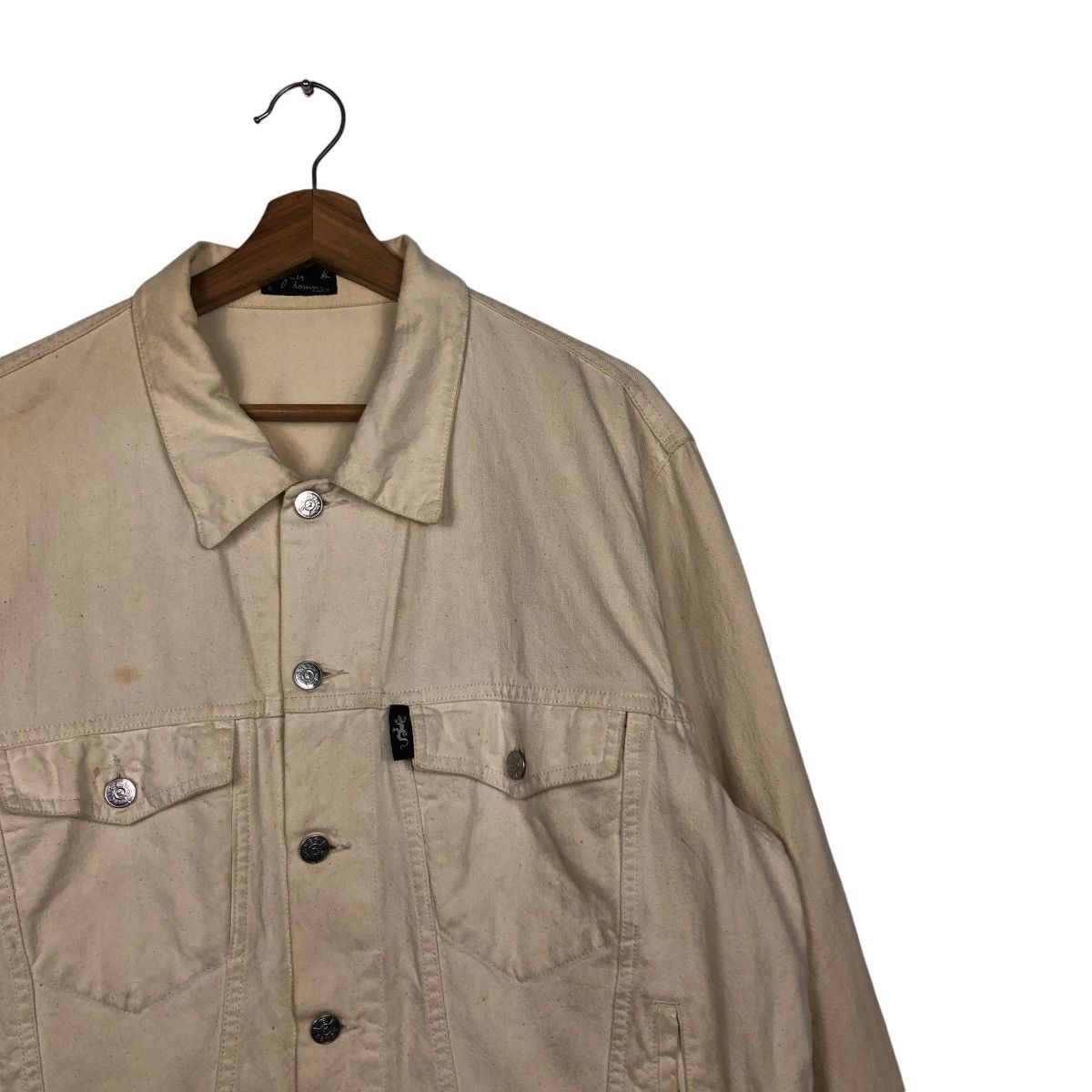 agnes b. 🔥VINTAGE CROPPED DENIM BIKER JACKET AGNES B. MADE IN FRANCE Size US M / EU 48-50 / 2 - 7 Thumbnail
