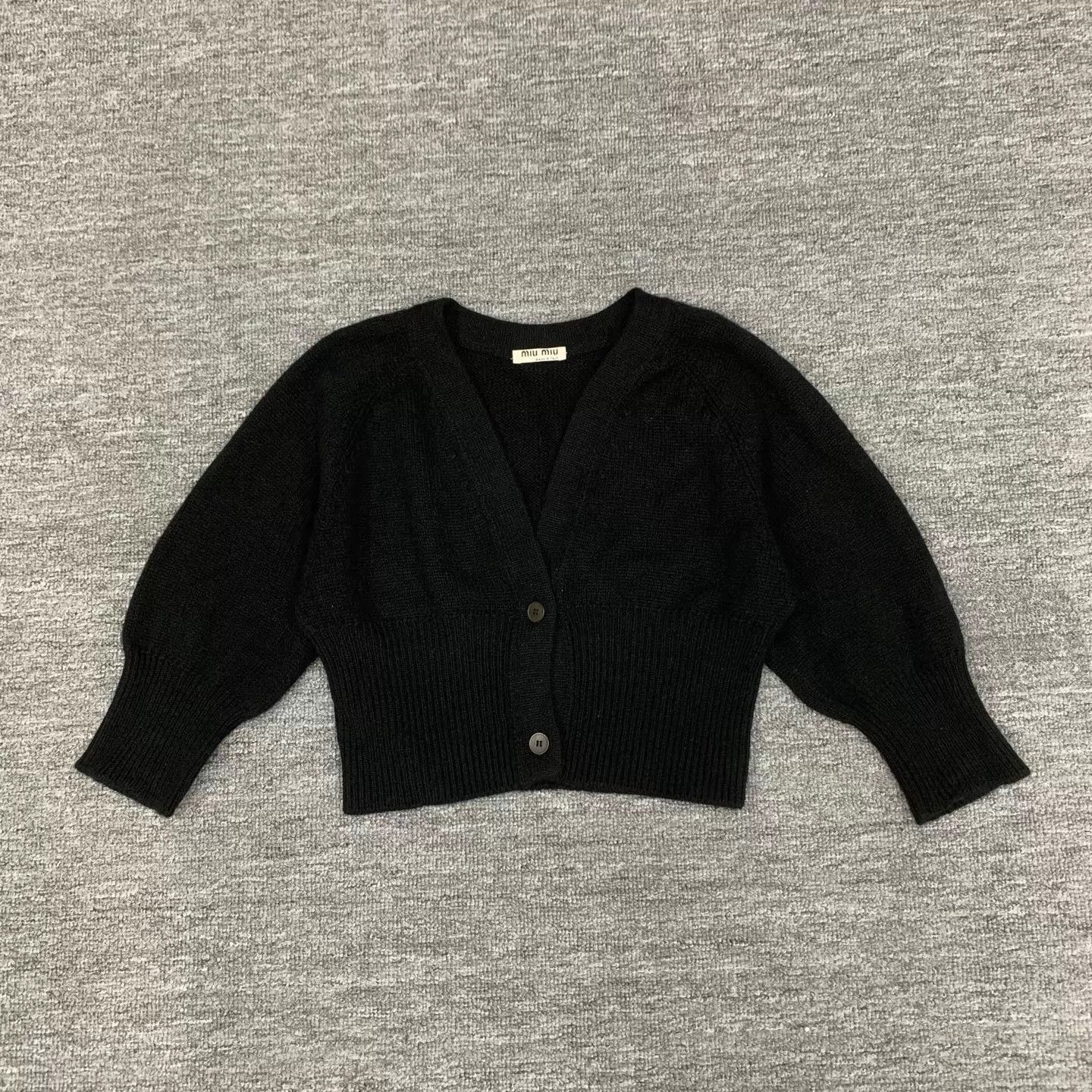 Miu Miu MIU MIU Women's Black Cashmere Short Sleeve Cardigan 40 Size S / US 4 / IT 40 - 1 Thumbnail