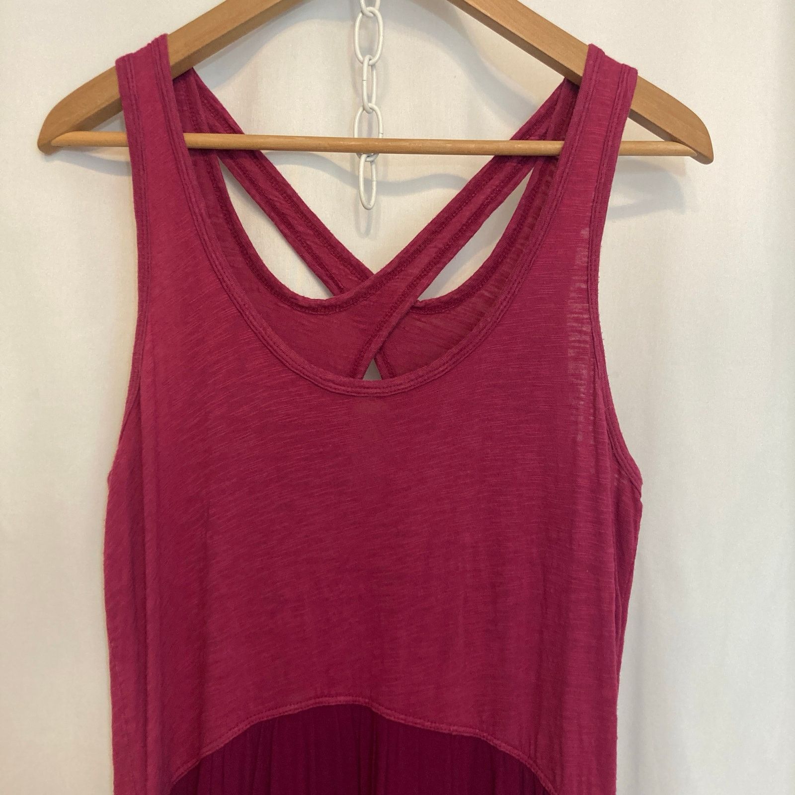 Other Pink Contrasting Summer Tank Cross Back High Low Midi Dress Size M / US 6-8 / IT 42-44 - 2 Thumbnail