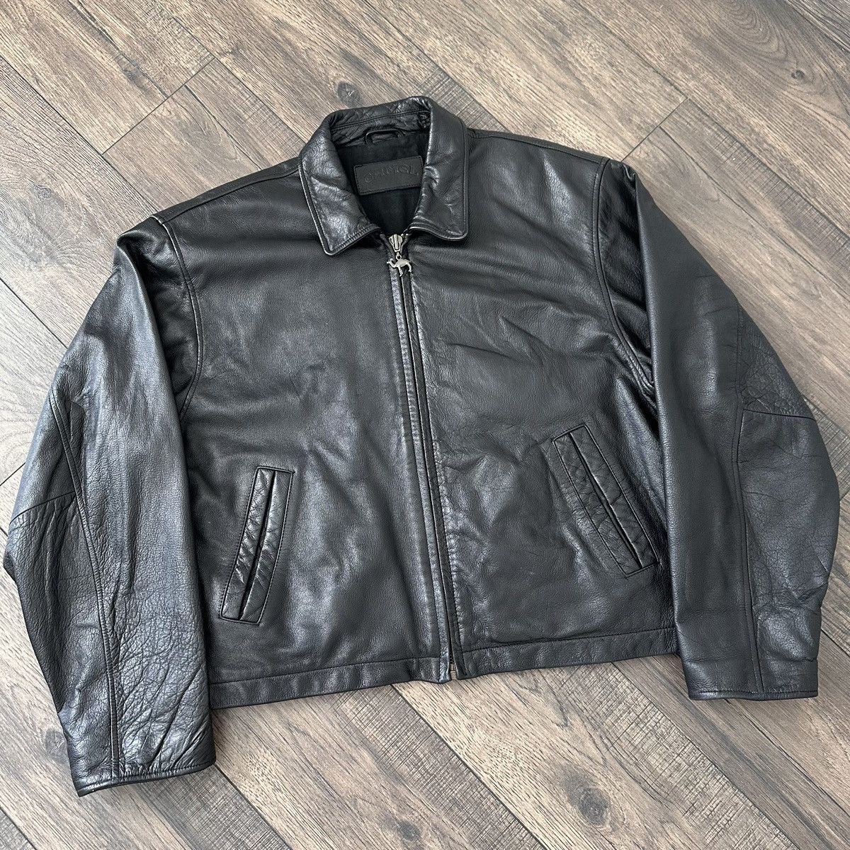 Camel Vintage 1996 Camel Cigarettes Genuine Leather Black Jacket L