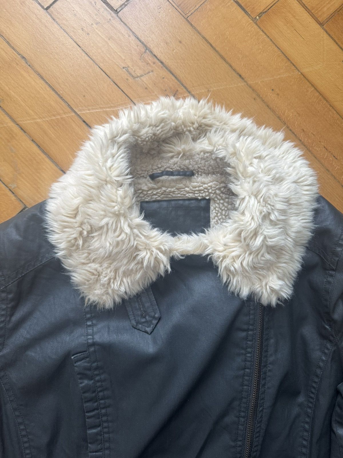 Vintage Biker waxed denim jacket with fake fur Size US M / EU 48-50 / 2 - 3 Thumbnail
