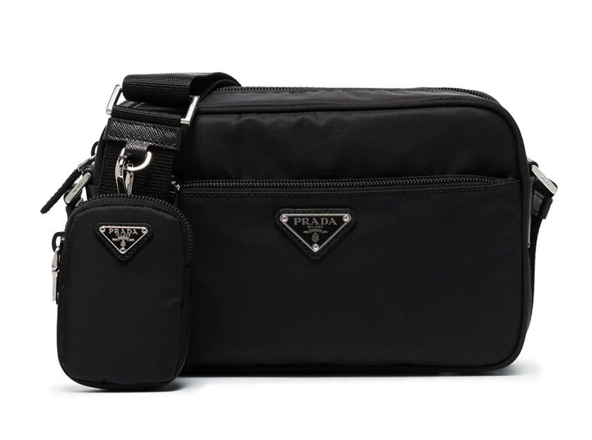 Prada Prada Re-Nylon and Saffiano Leather Shoulder Bag Black Size ONE SIZE - 1 Thumbnail
