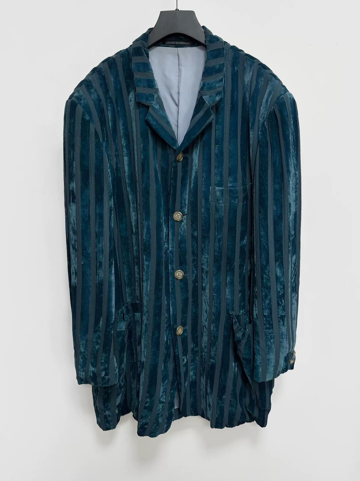 teal velvet silk jacket by yohji yamamoto