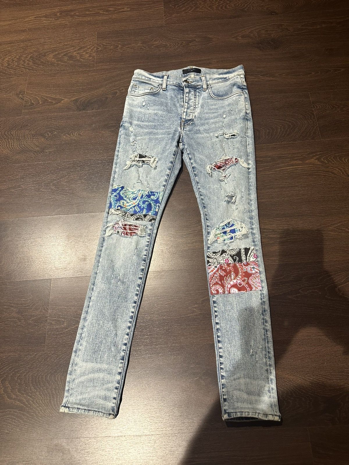 Amiri Amiri paisley Pajama art patch Jean | Grailed