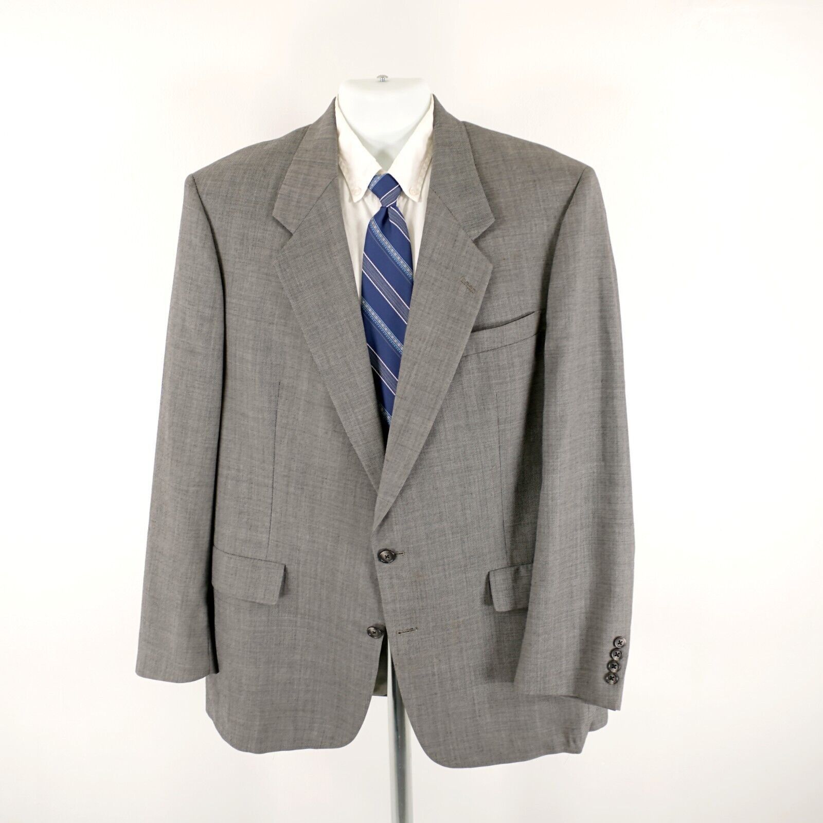 Hart Schaffner Marx Hart Schaffner Marx Heritage Plus Wool Gray Sharkskin 2 Butt Size 44L - 5 Thumbnail