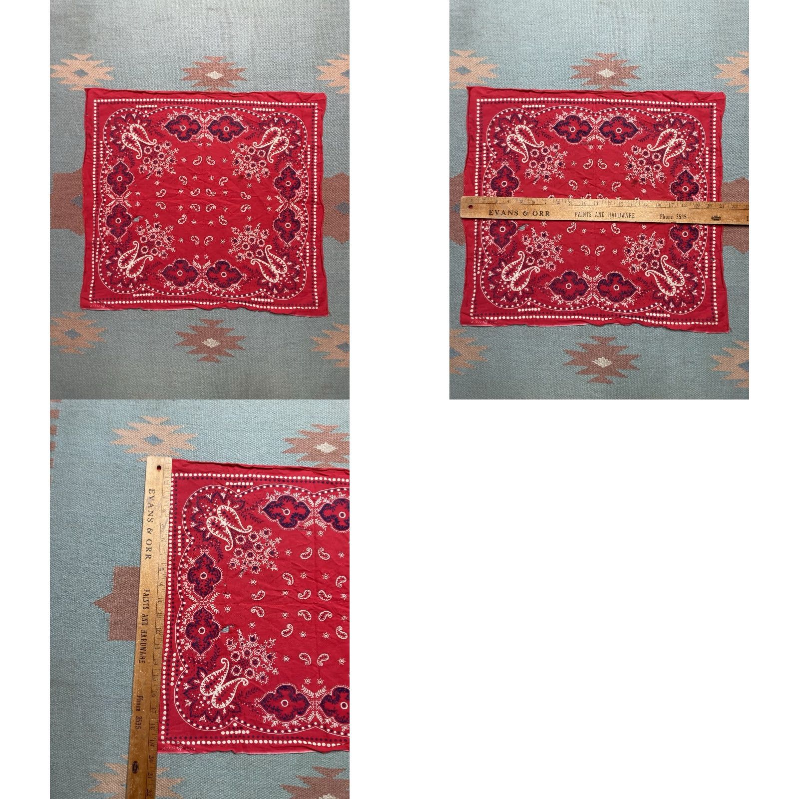 Vintage VINTAGE Elephant Bandana Trunk Down Red Handkerchief Dots Selvedge Cowboy Worn Size ONE SIZE - 9 Thumbnail
