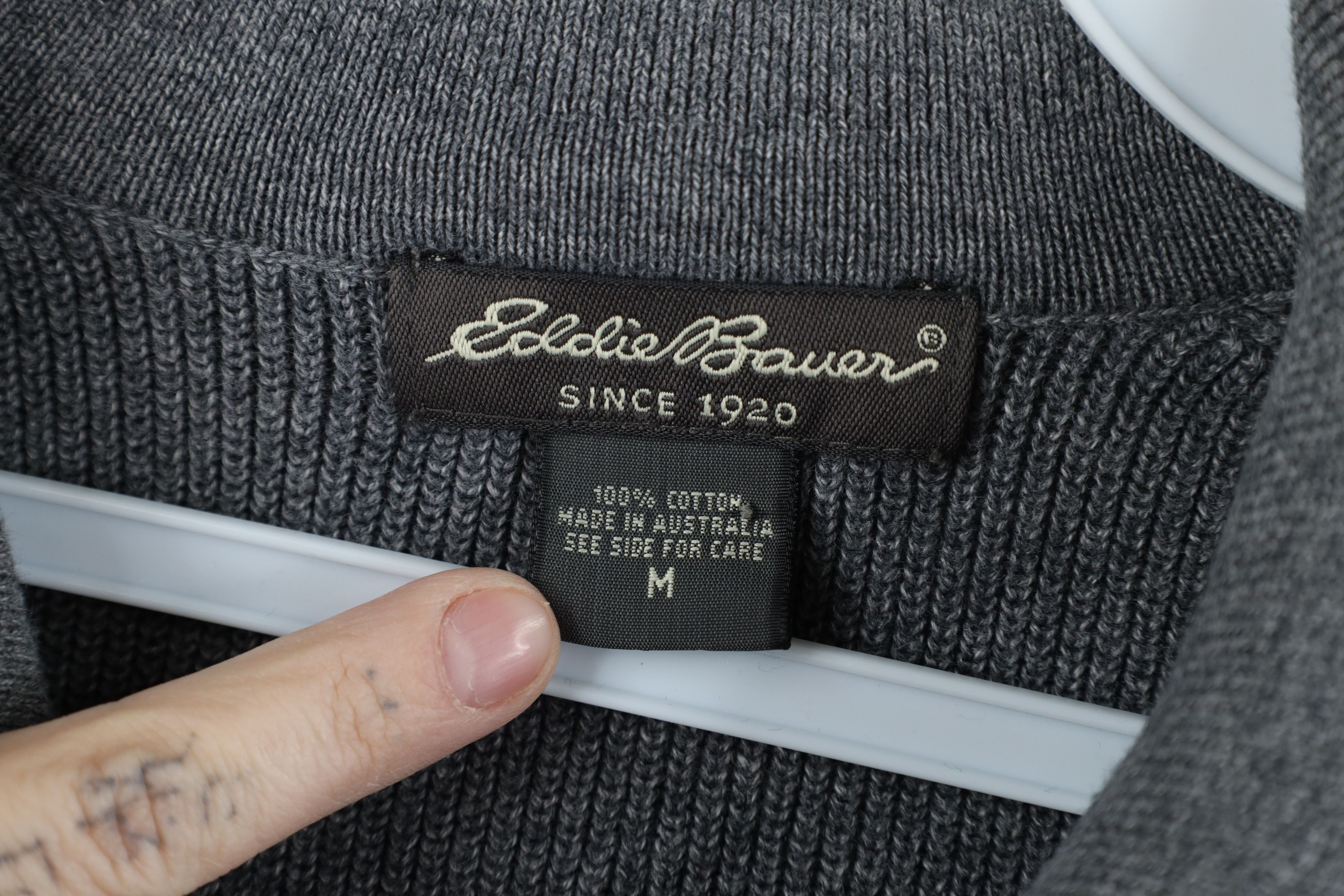 Eddie Bauer × Vintage Vintage 90s Eddie Bauer Ribbed Knit Long Sleeve Polo Gray Size US M / EU 48-50 / 2 - 4 Thumbnail