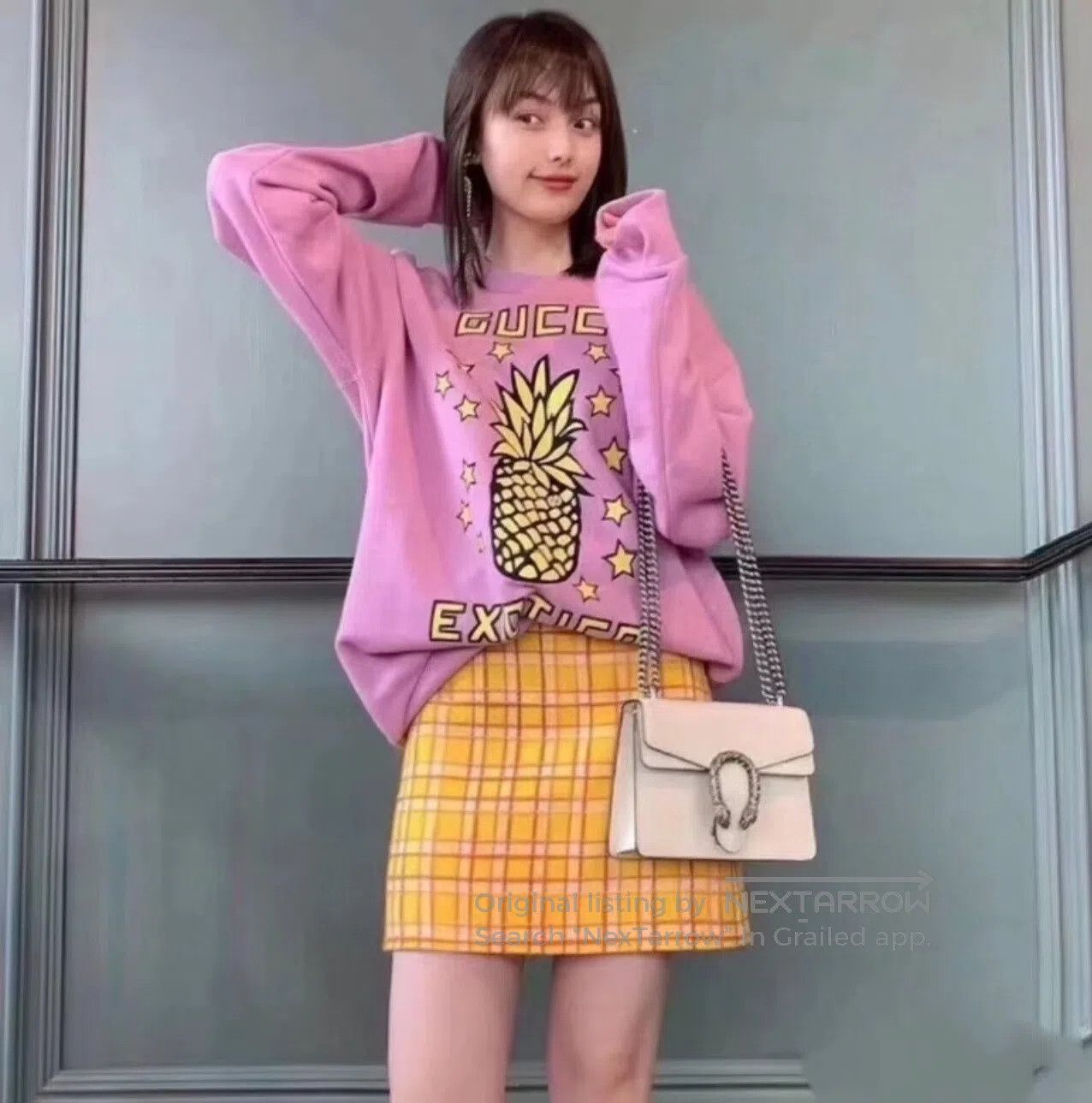 Gucci Guicci Bright Yellow Plaid Woven Wool Skirt| Size M / US 6-8 / IT 42-44 - 8 Thumbnail