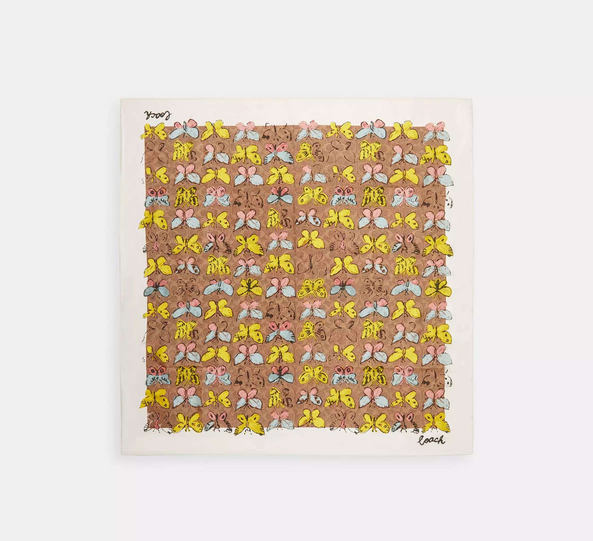 Coach NWT Coach Signature Butterfly Print Silk Square Scarf CAP53 Size ONE SIZE - 5 Thumbnail