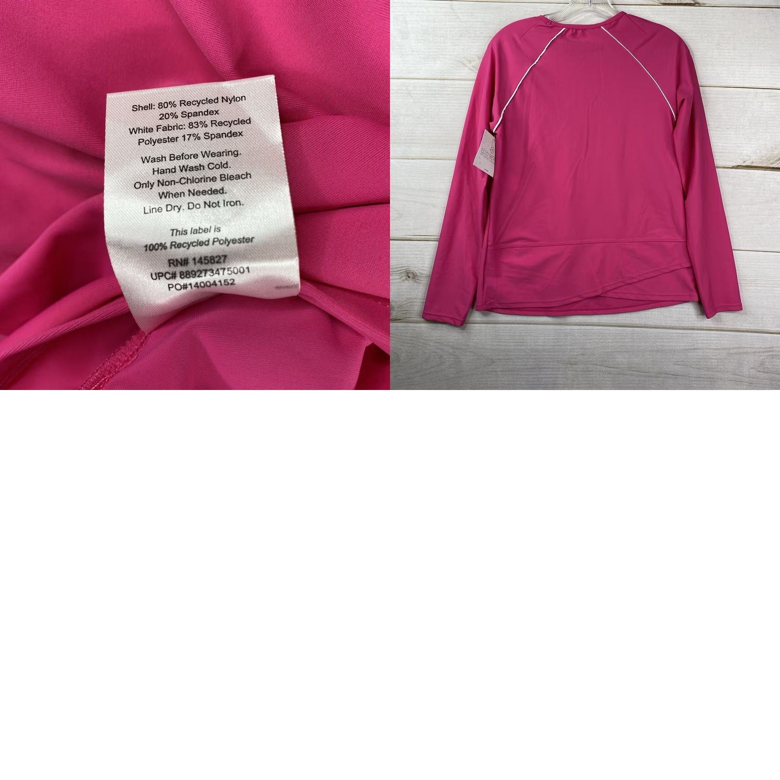 Vintage Eco Beach Rash Guard Top Womens S Pink Long Sleeve UV/Sun Protection NWT Size S / US 4 / IT 40 - 8 Thumbnail