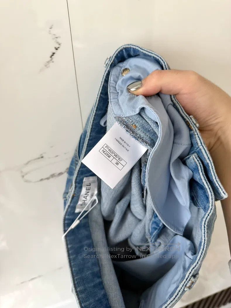 Chanel Chanel Blue sequin double C print denim pants Size US 38 / EU 54 - 6 Thumbnail