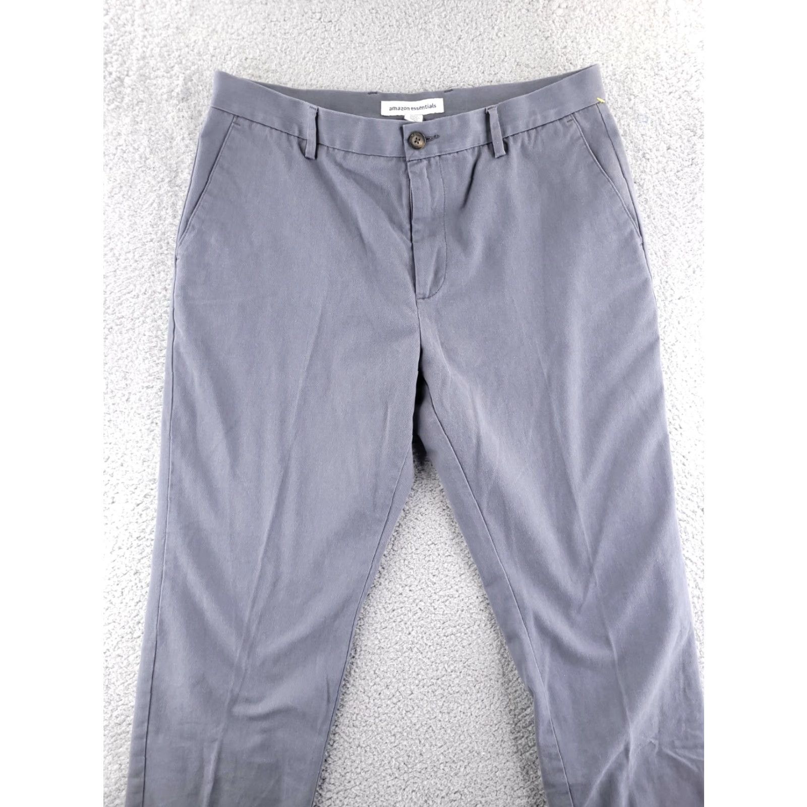 Essentials Amazon Essentials Chino Pants Mens 35x30 Gray Raw Hem Straight Fit Size US 35 - 4 Thumbnail