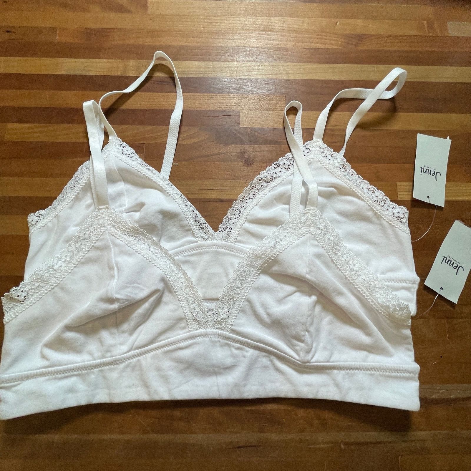NO ID Jenni on Repeat Wide Lace Bralette, set of 2 white XL Size ONE SIZE - 1 Thumbnail