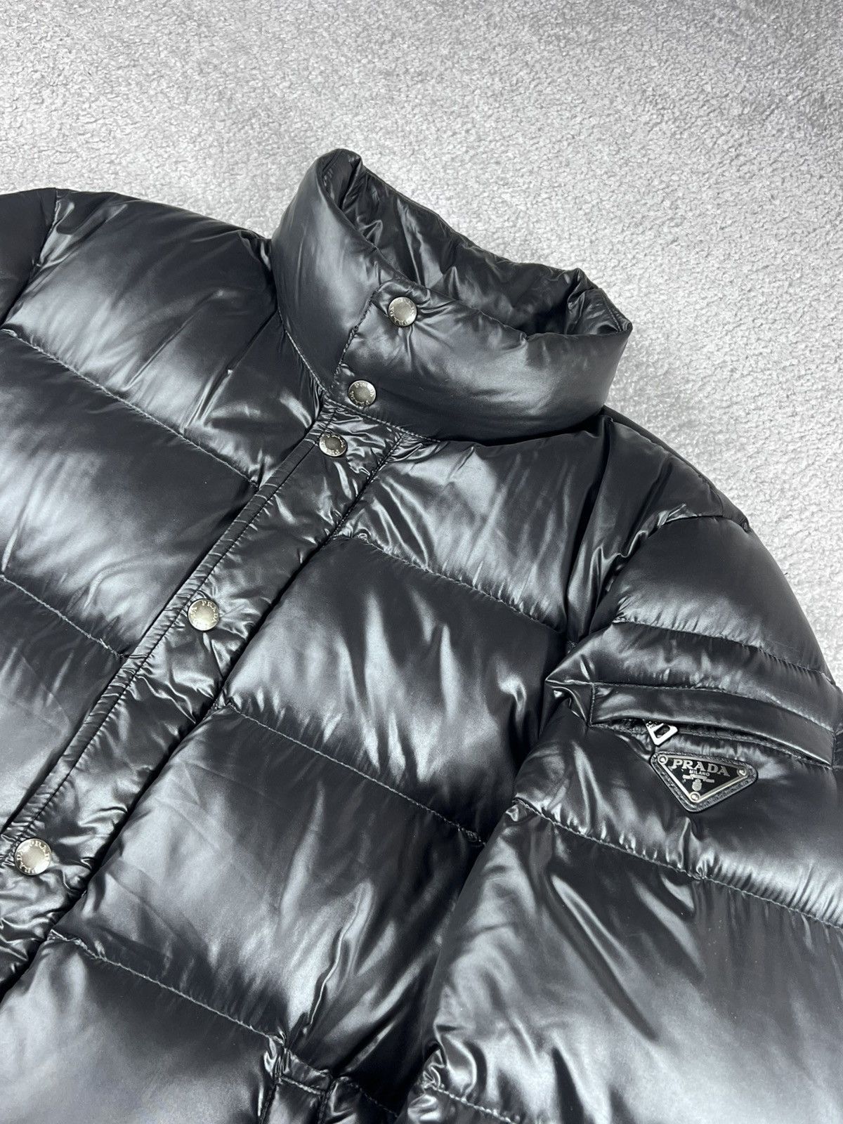 Prada Prada Black Shiny Triangle Down Puffer Jacket Size M Size US M / EU 48-50 / 2 - 5 Thumbnail