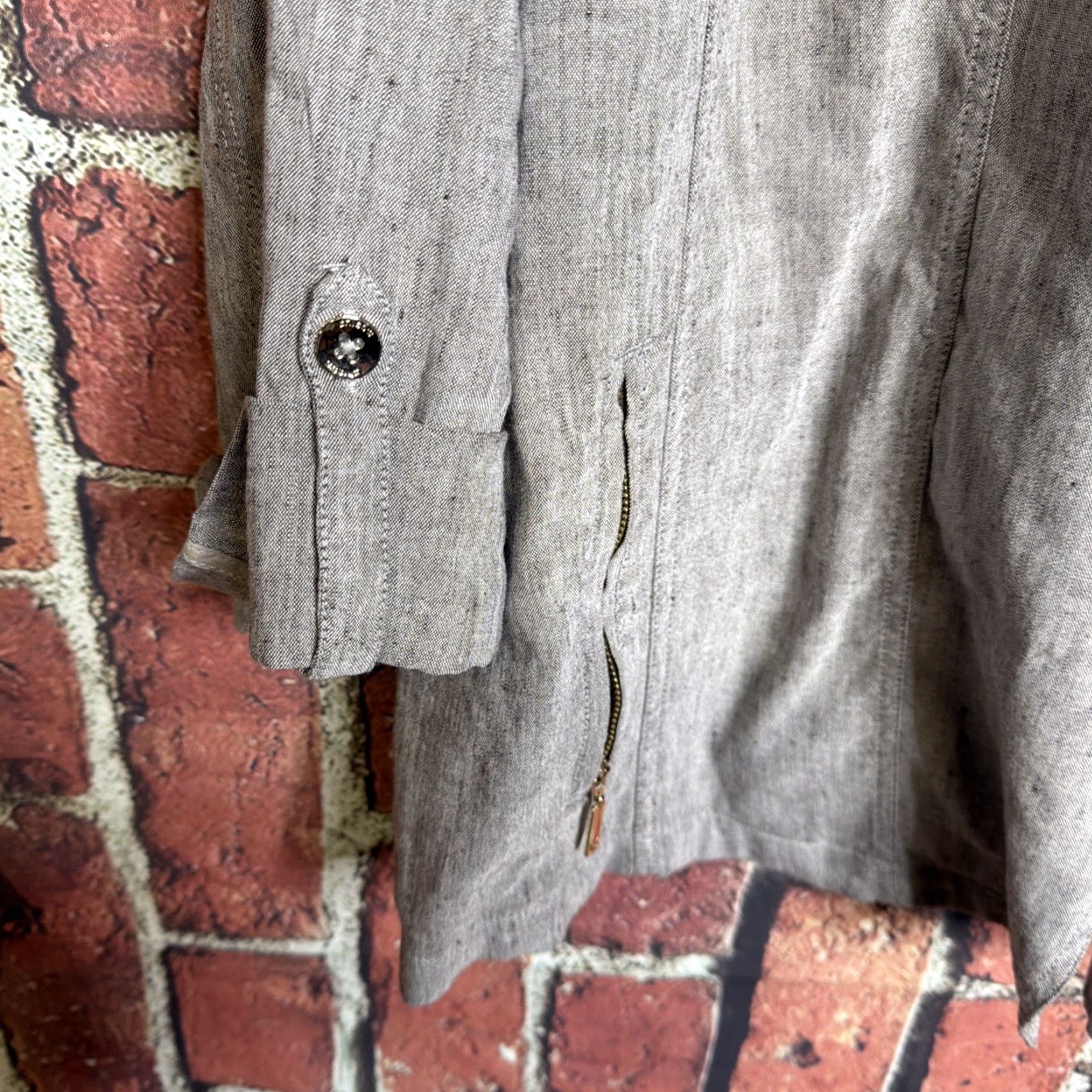Vintage Chico's Blazer Women's Beige Linen Blend Button Up 4 Size S / US 4 / IT 40 - 2 Thumbnail