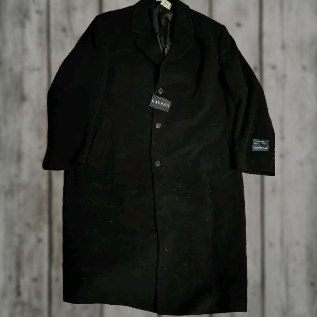 Ralph Lauren VINTAGE? Overcoat Ralph Lauren Wool Blend Black 46R Single-Breasted Men's Coat Classic Wool Blend Pockets Shoulder Pads Lined Fall Winter 46R Size US S / EU 44-46 / 1 - 1 Thumbnail