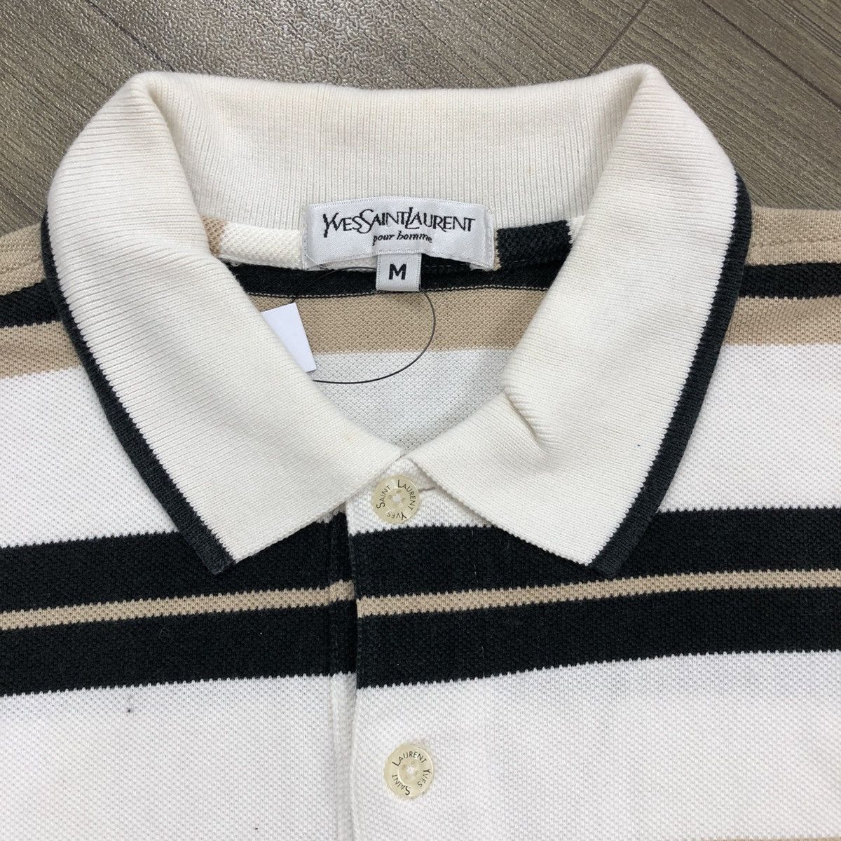 Vintage Luxury Yves Saint Laurent Pour Homme YSL Striped Polo Shirt Size US M / EU 48-50 / 2 - 4 Thumbnail